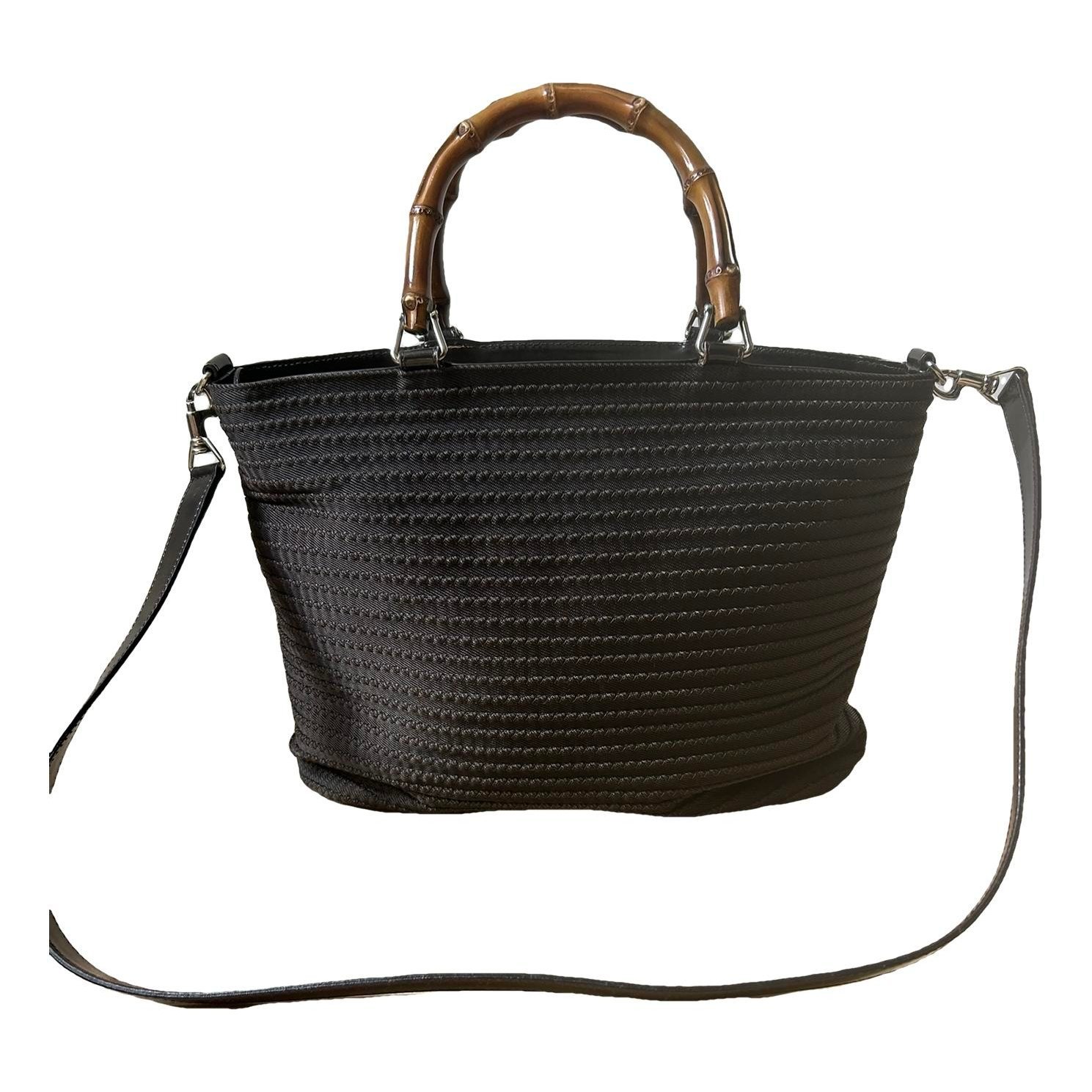 Bamboo Top Handle leather handbag