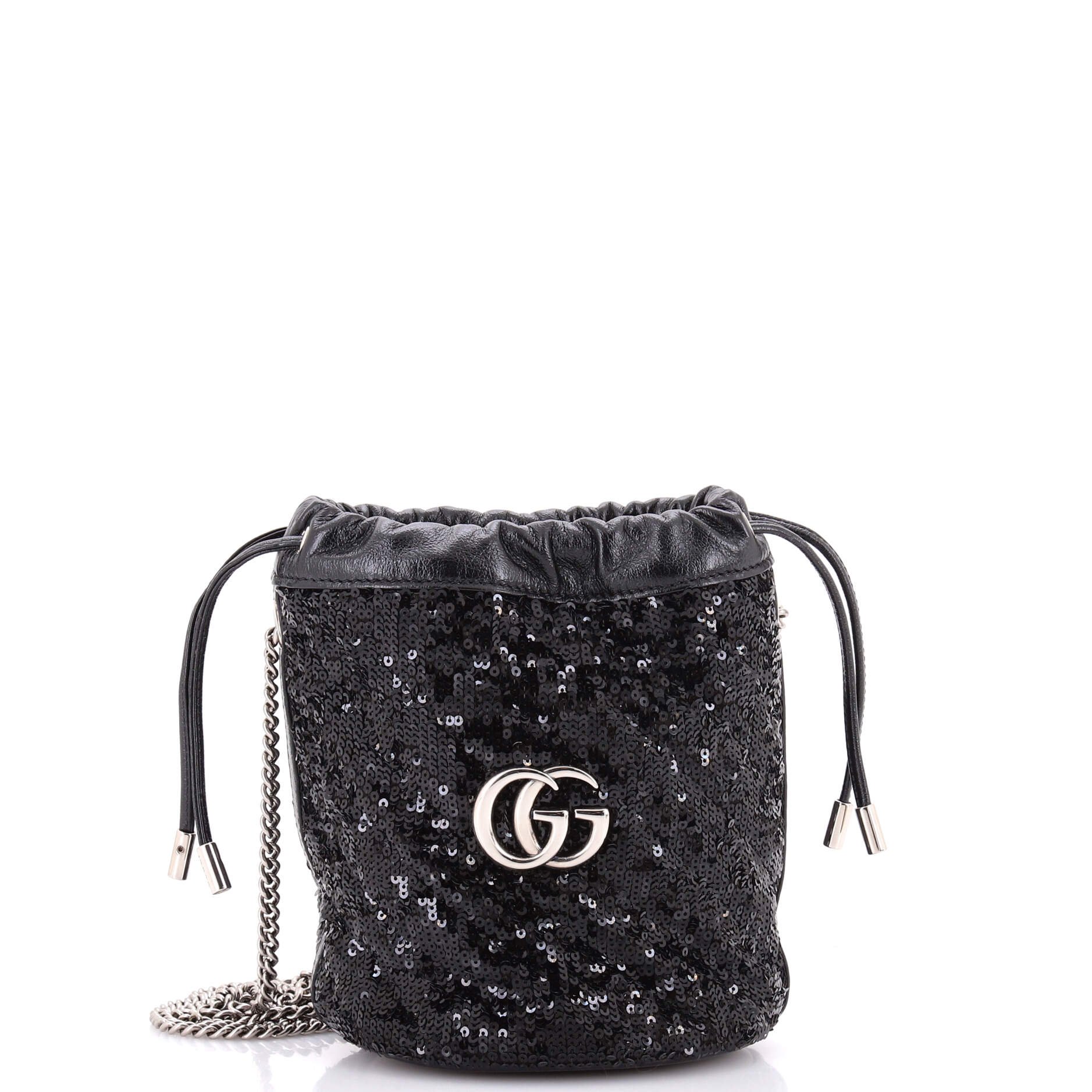 GG Marmont Bucket Bag Diagonal Quilted Sequins Mini