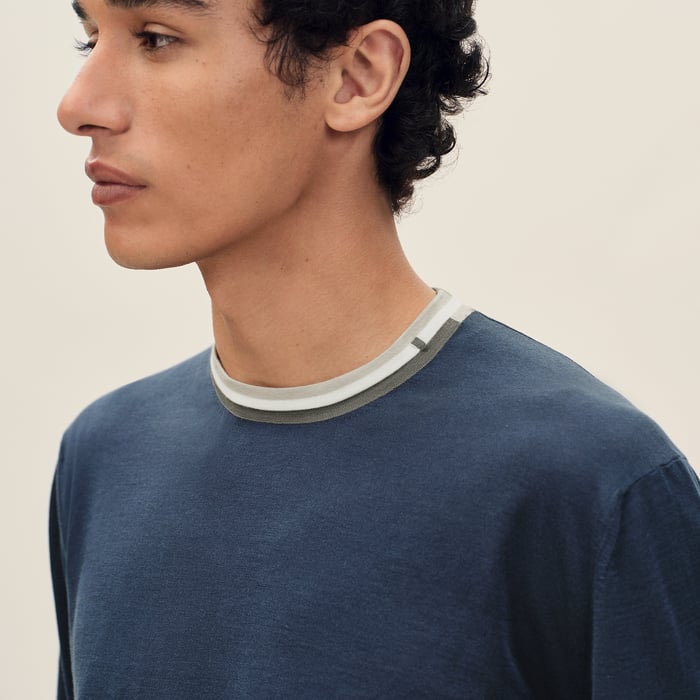 Indigo "Rayures & Twist" Crewneck Sweater