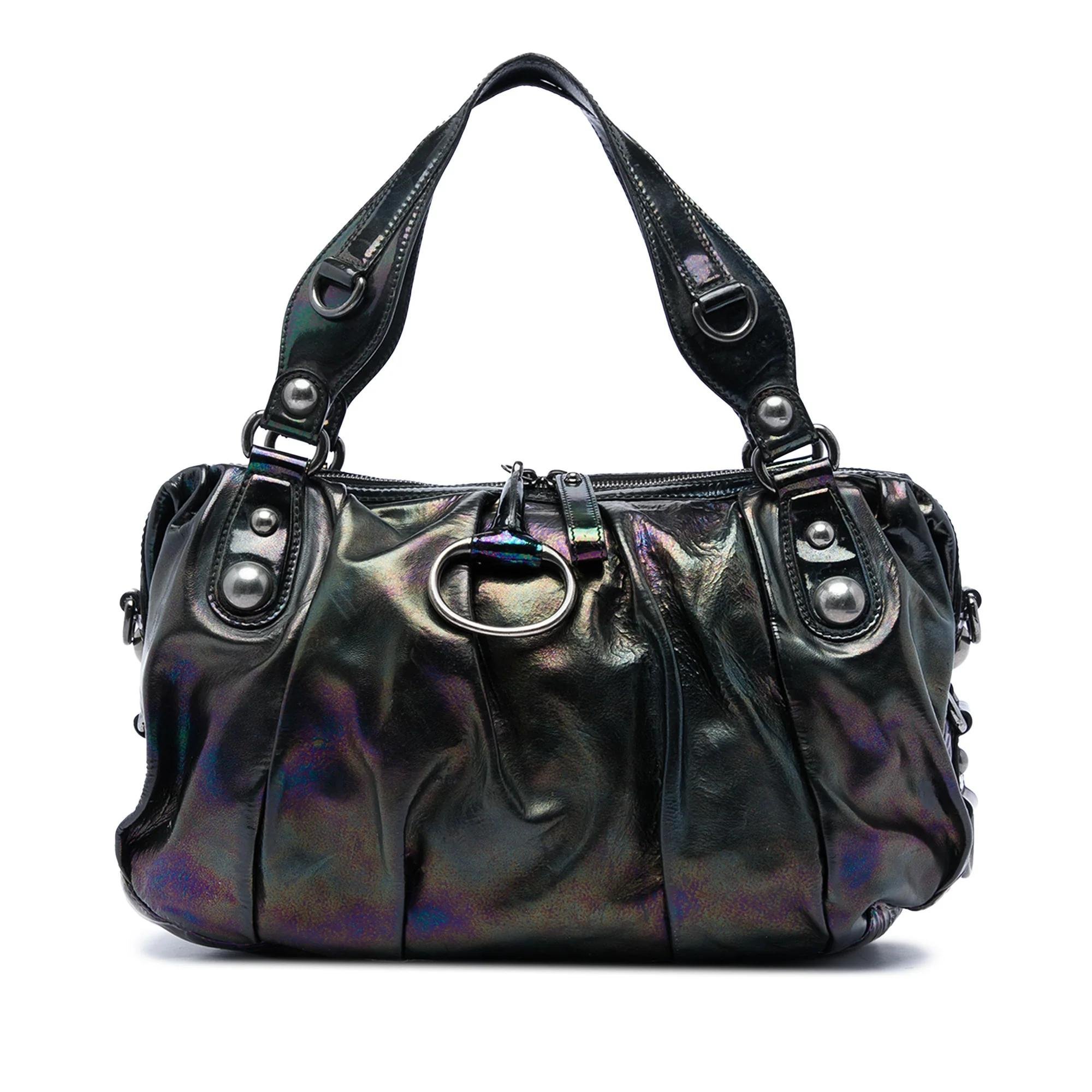 Patent leather satchel