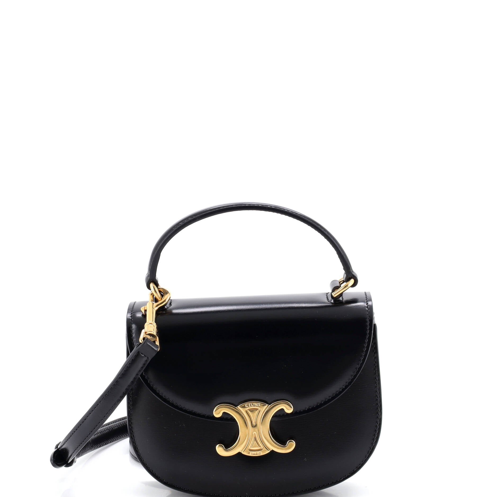 Triomphe Besace Clea Top Handle Flap Bag Leather Mini
