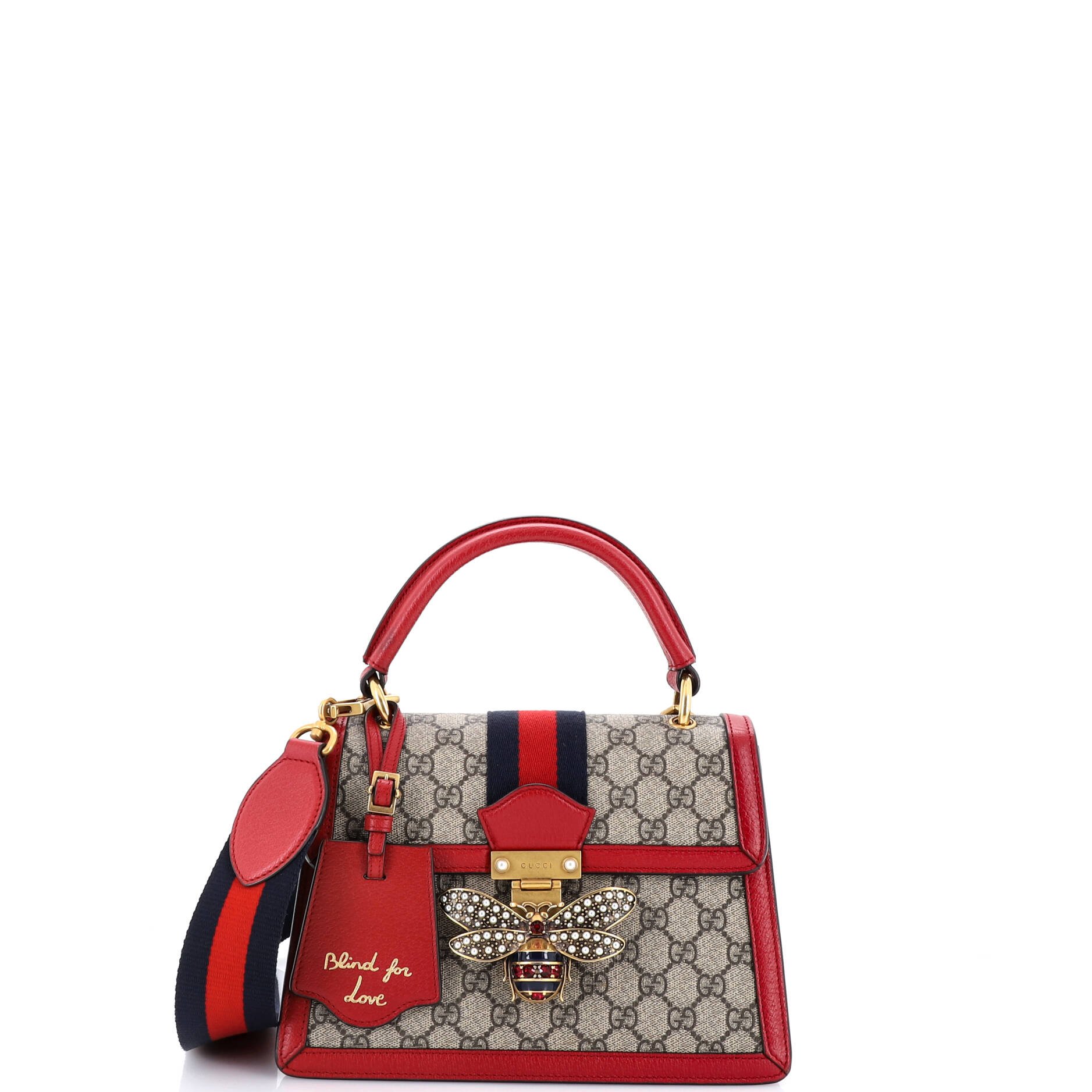 Queen Margaret Top Handle Bag GG Coated Canvas with Leather Small