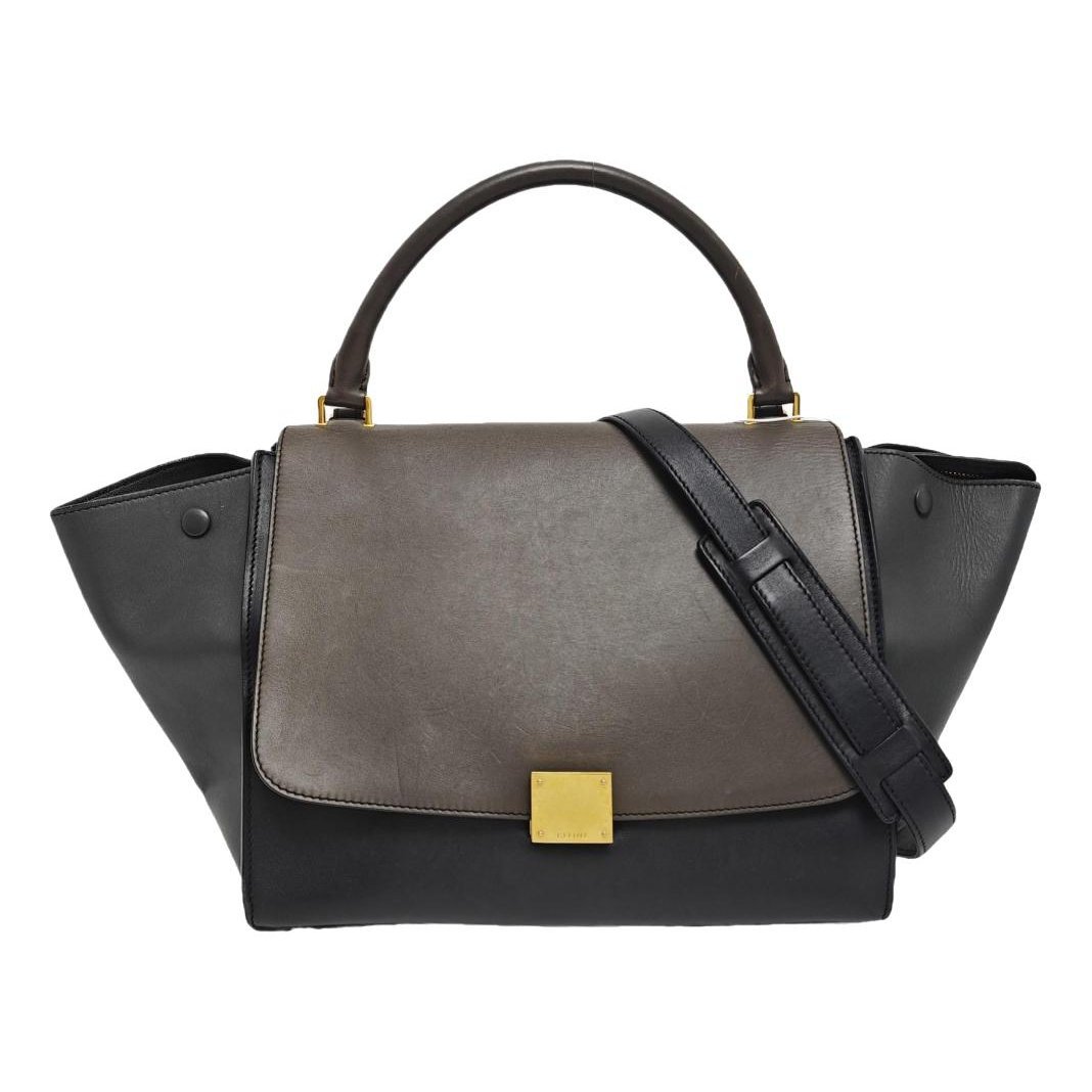 Trapèze leather handbag