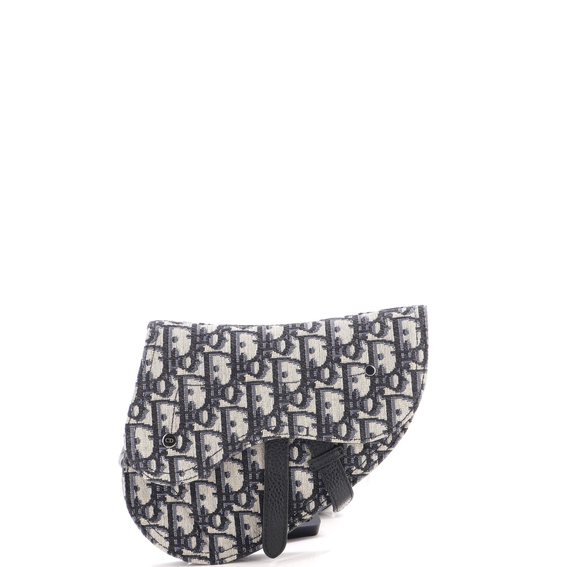 CD Buckle Saddle Belt Bag Oblique Canvas with Leather