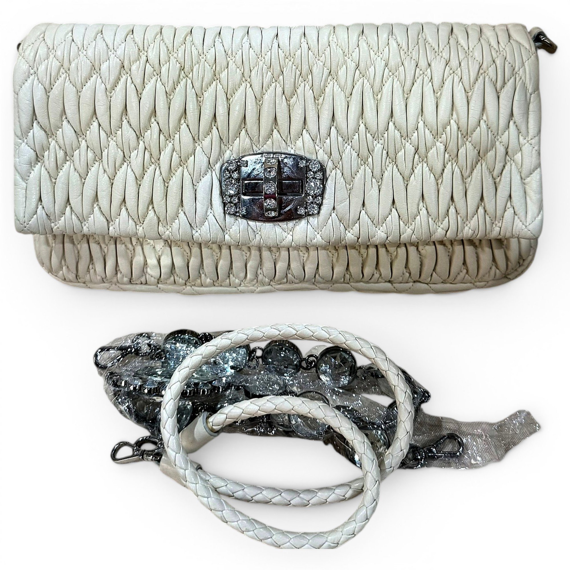 Miu Crystal leather handbag