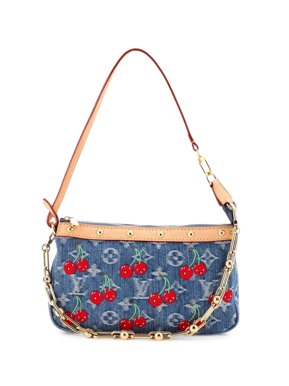 x Takashi Murakami Chain Pochette Accessoires NM Limited Edition Monogram Cerises Denim shoulder bag