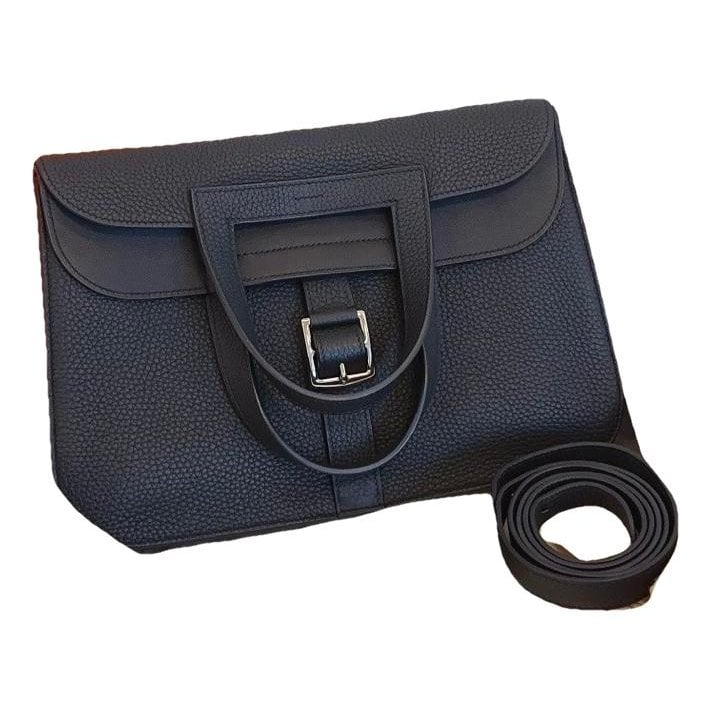 Hermes Halzan 31 Handbag Black Clemence Leather