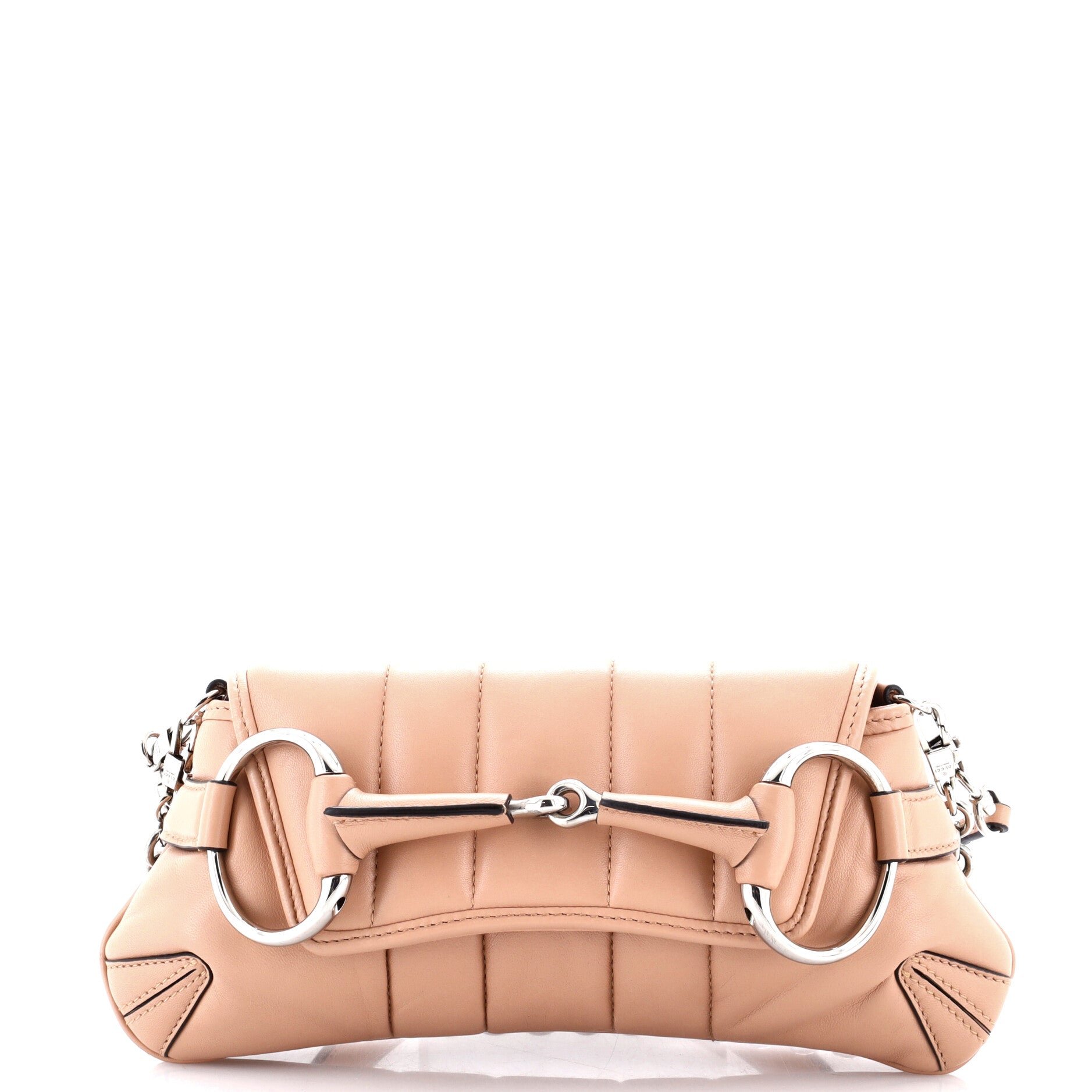 Horsebit Chain Shoulder Bag Vertical Quilted Leather Small
