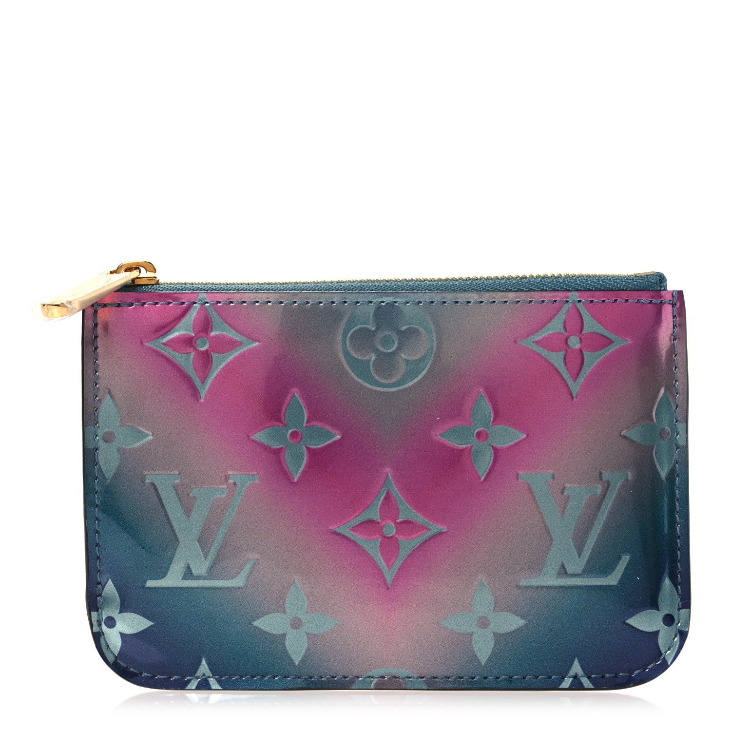 Louis Vuitton Metallic Vernis Degrade Key Pouch Blue Pink