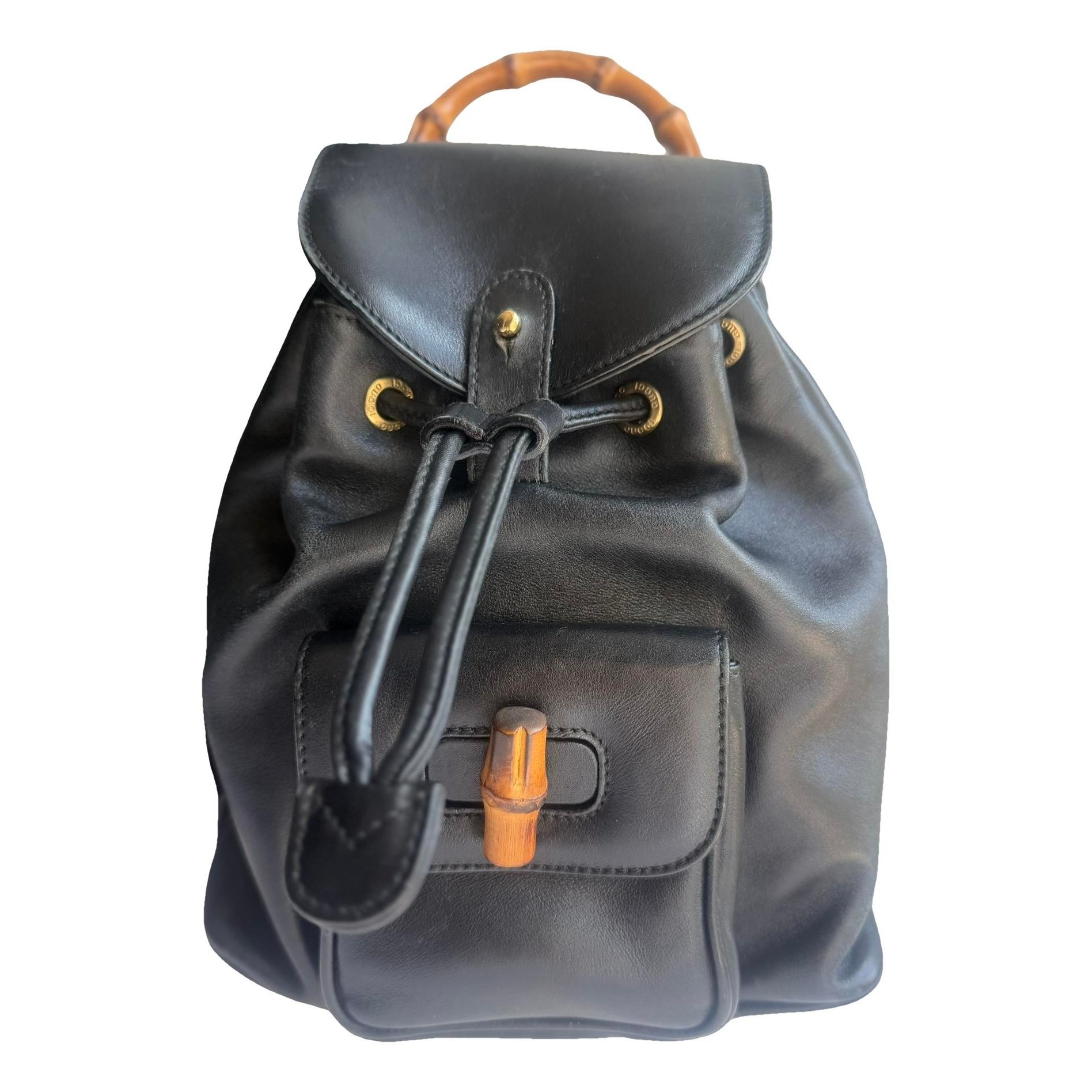 Bamboo Tassel Oval leather backpack