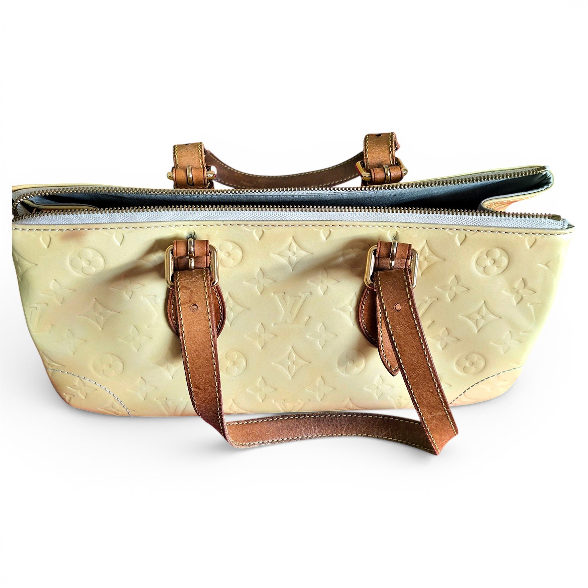 Rosewood patent leather handbag