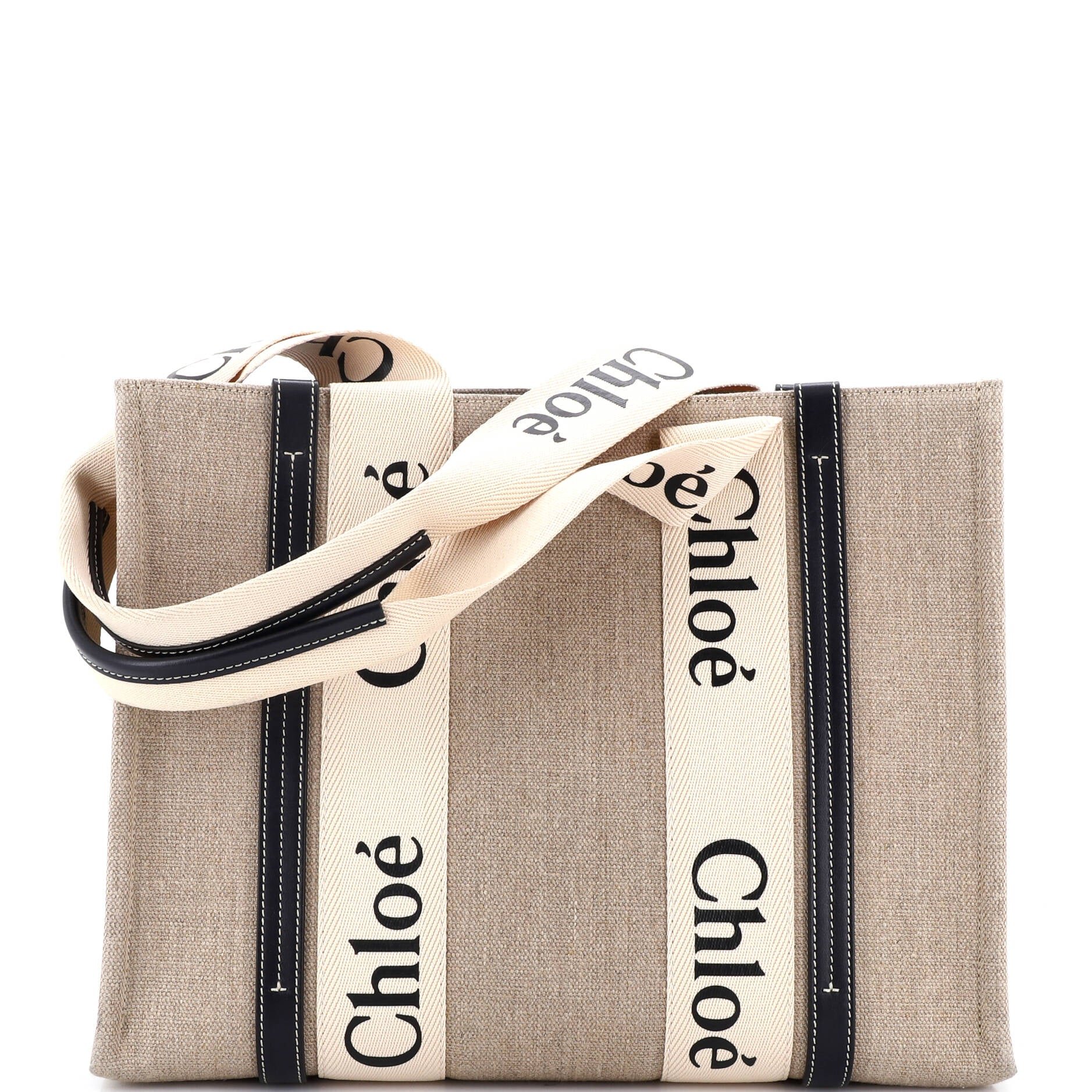 Woody Tote Canvas with Leather Medium
