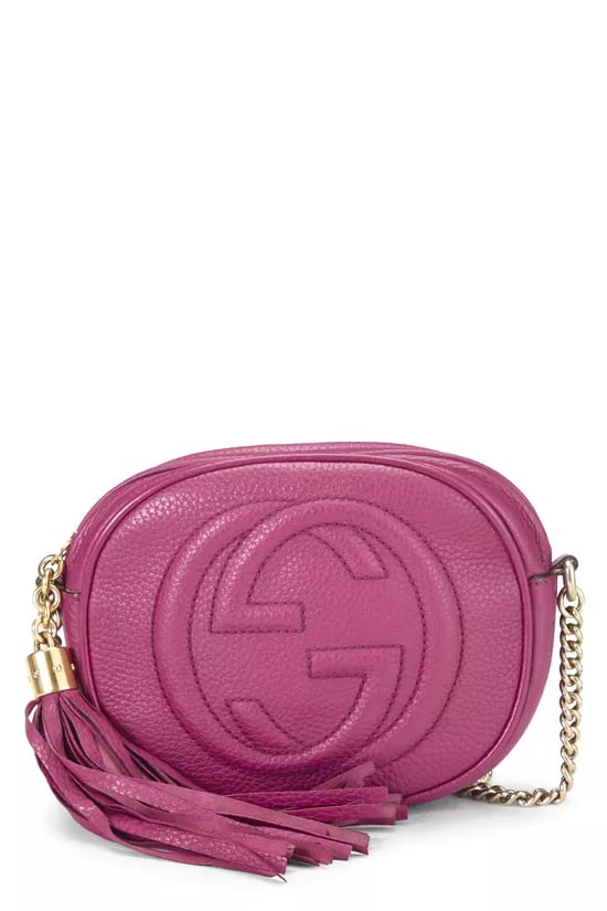Pink Leather Soho Round Chain Crossbody Mini