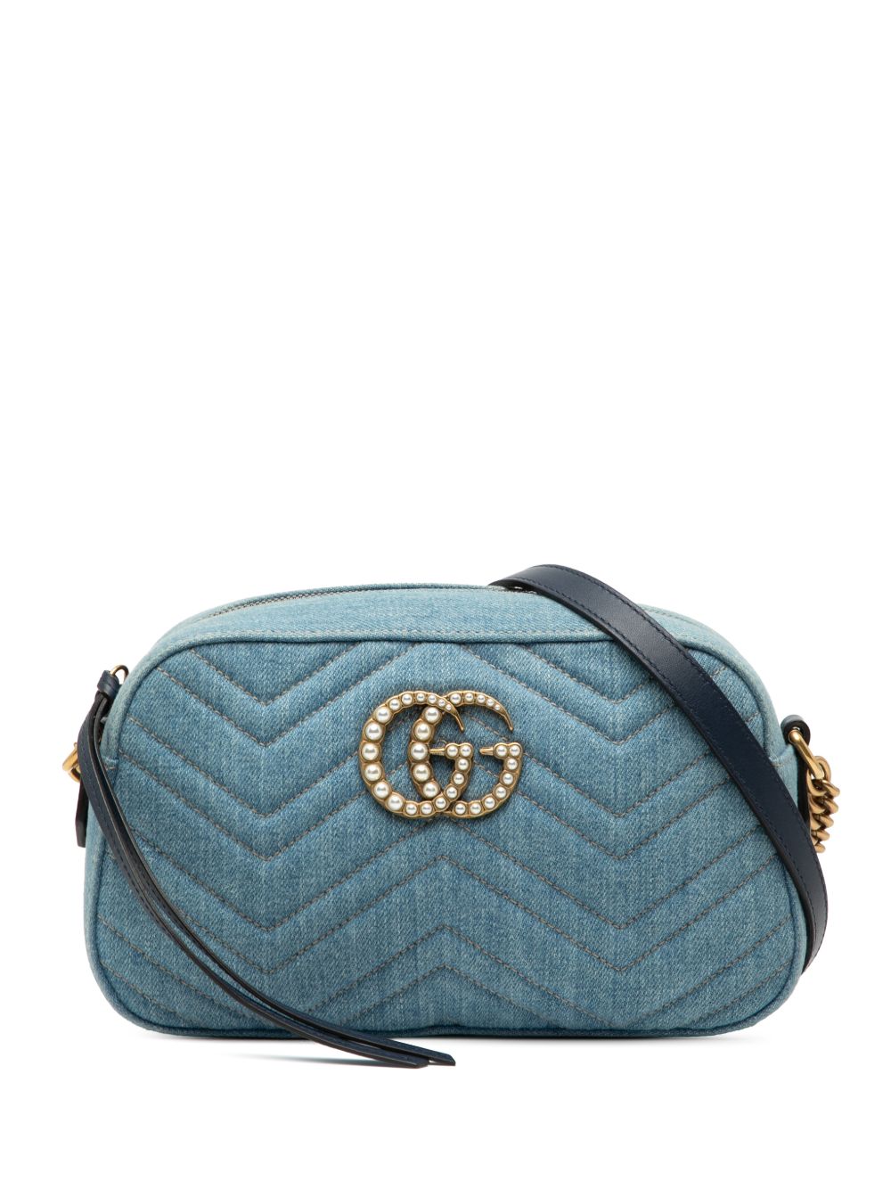 2016-2025 Small GG Marmont Matelasse Denim Pearly crossbody bag