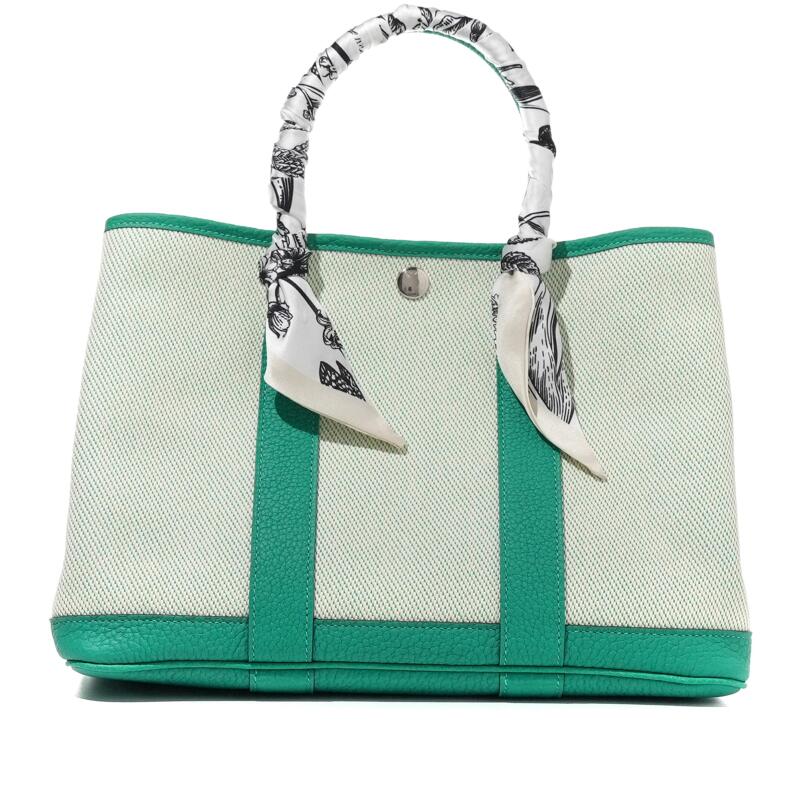 Hermes Menthe Negonda and Toile Garden Party 30 Palladium Hardware, 2022 and Twilly