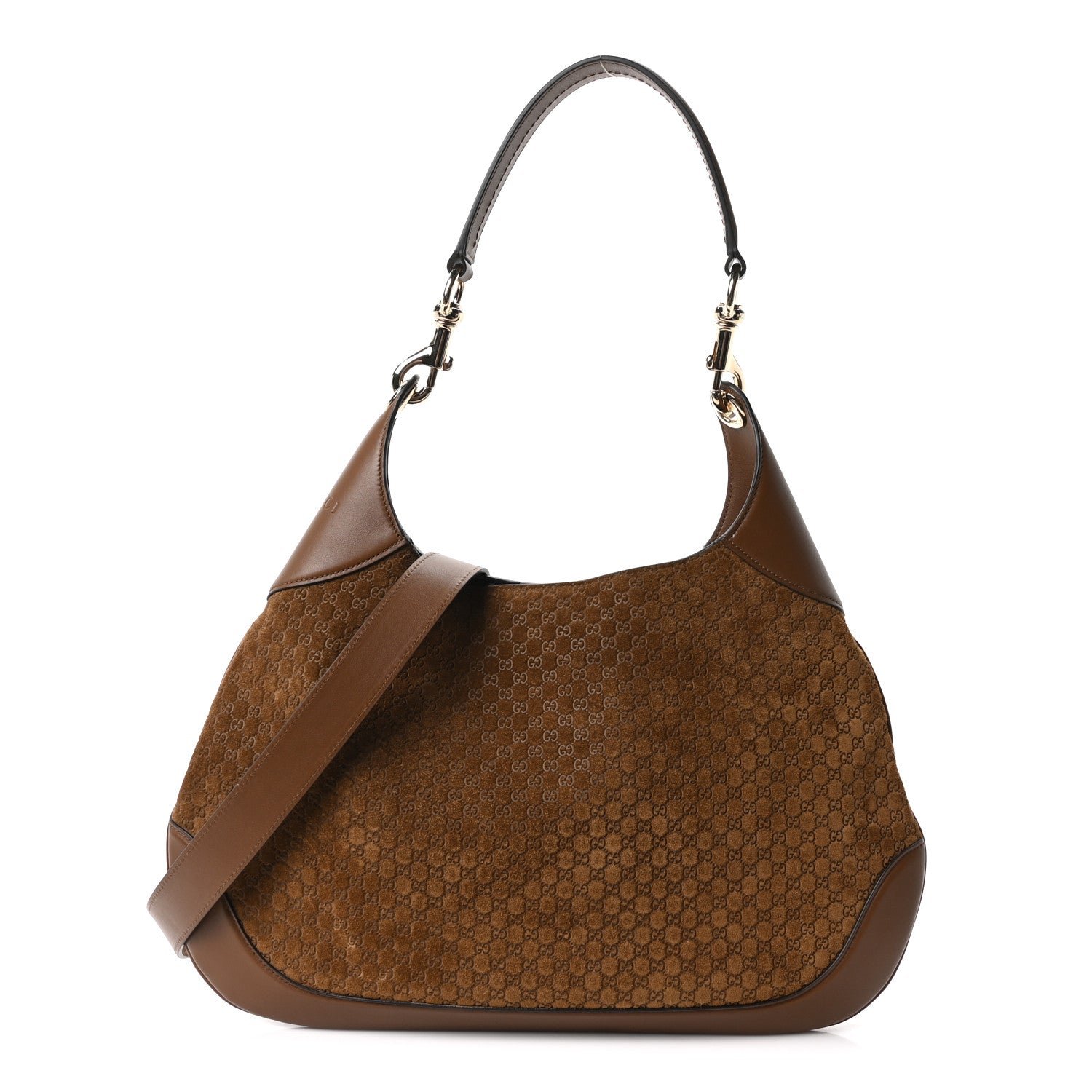 Gucci Suede Micro GG Medium B Shoulder Bag Pepper Brown