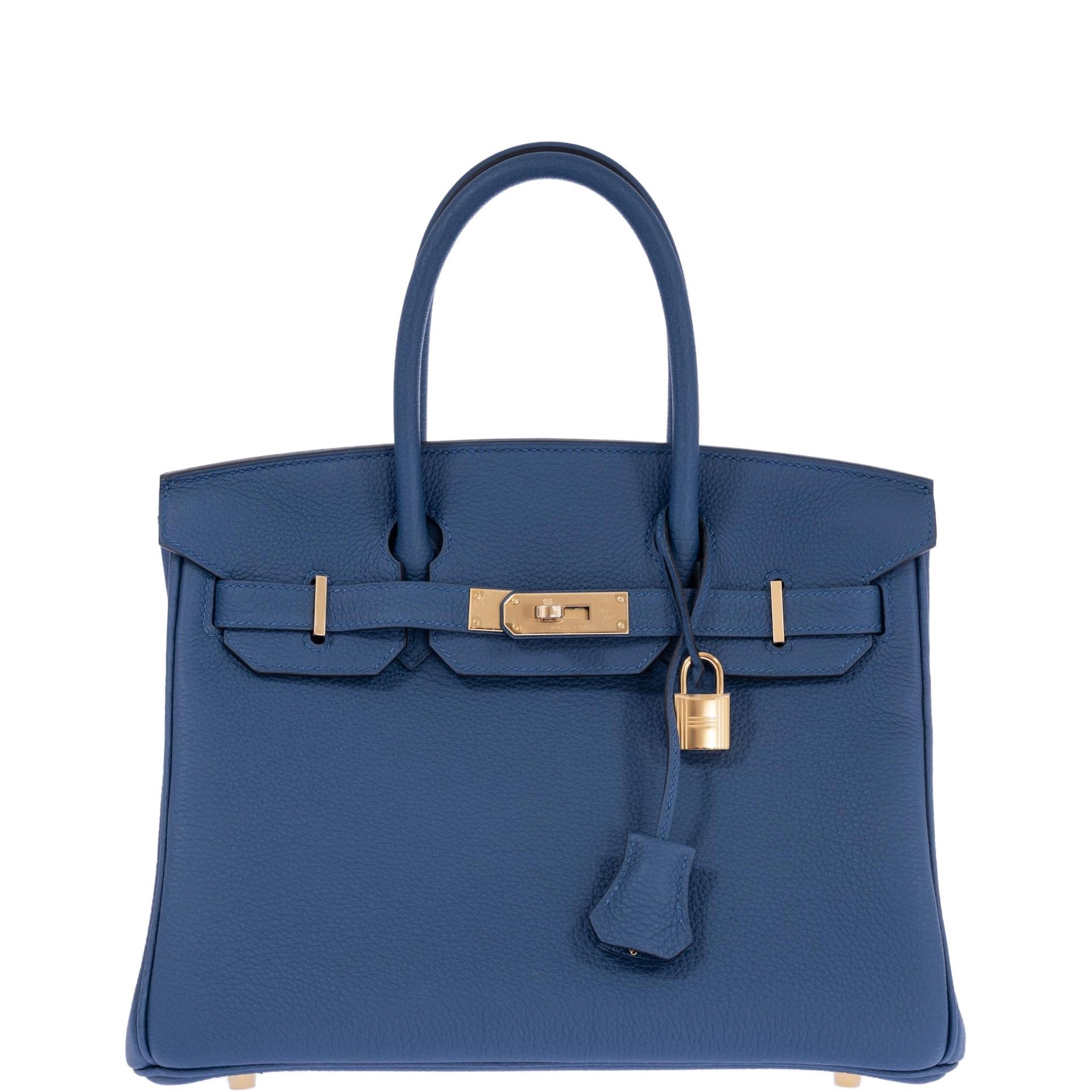 Hermes Hermès Birkin 30 Bleu Tie Togo Permabrass Hardware