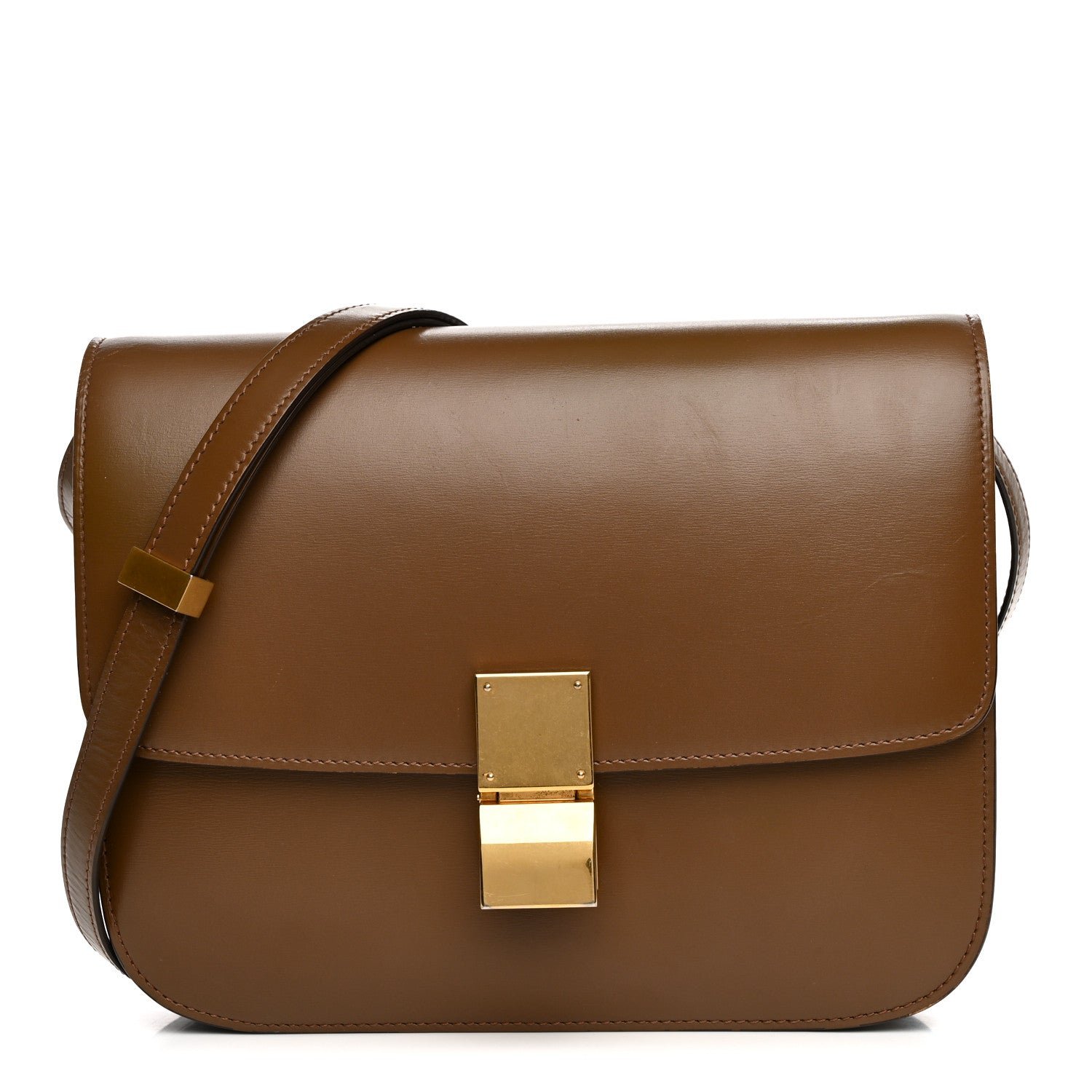 Celine Box Calfskin Medium Classic Box Flap Bag Camel