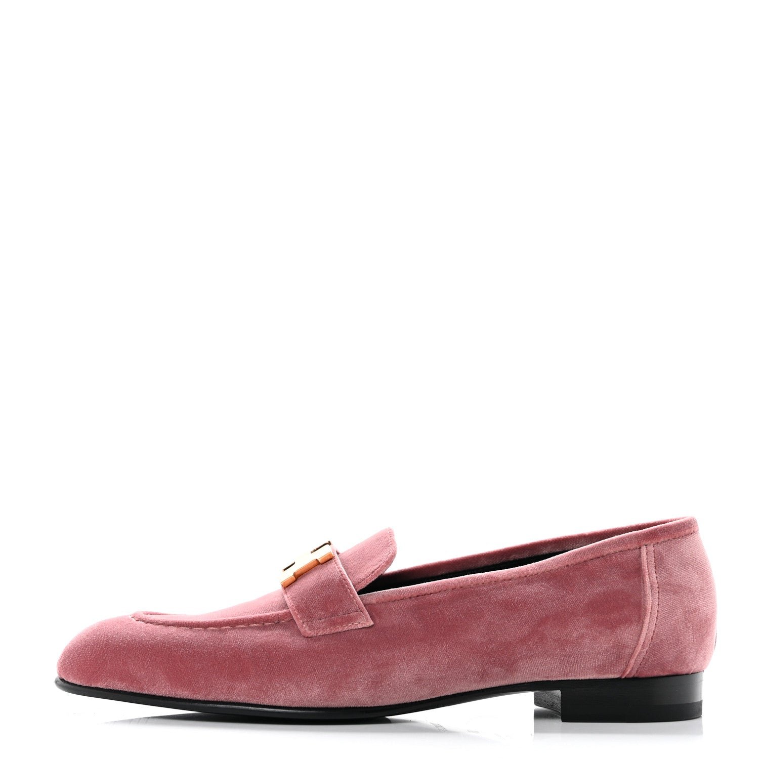 Hermes Velvet Womens Paris Loafers 38.5 Bois de Rose