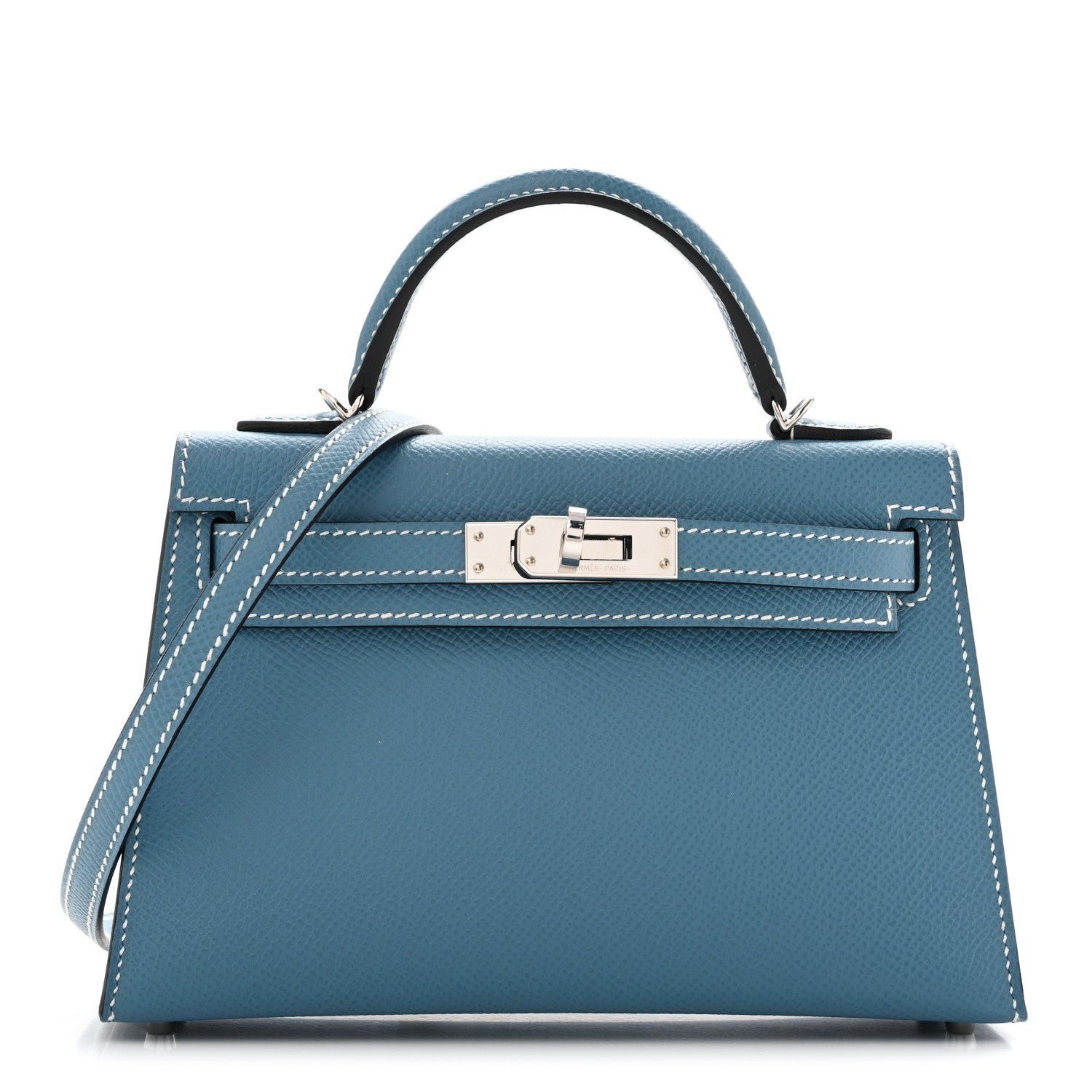 Hermes Epsom Mini Kelly Sellier 20 New Blue Jean