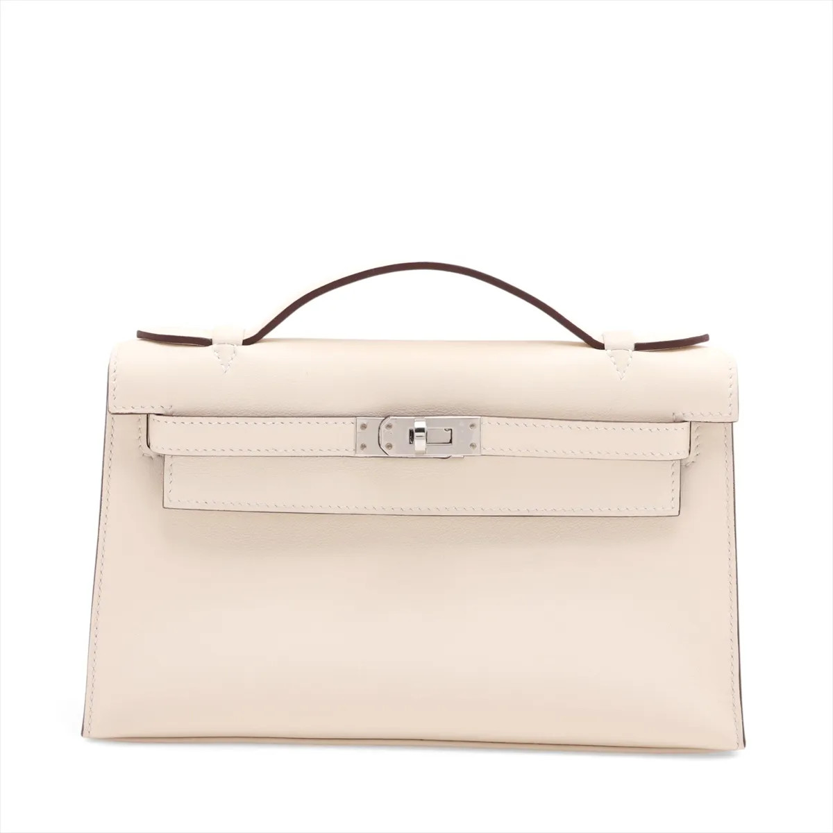 Hermès Pochette Kelly Mini Veau Swift Nata Silver Metal Fittings