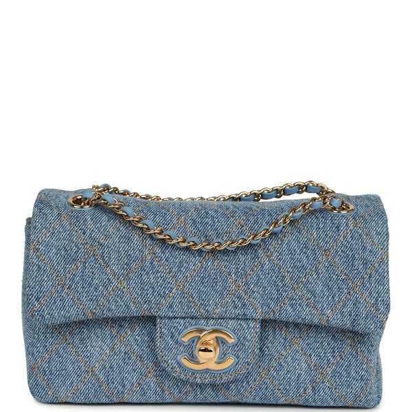 Chanel Mini "Souplissimo" Flap Bag Blue Denim Gold Hardware