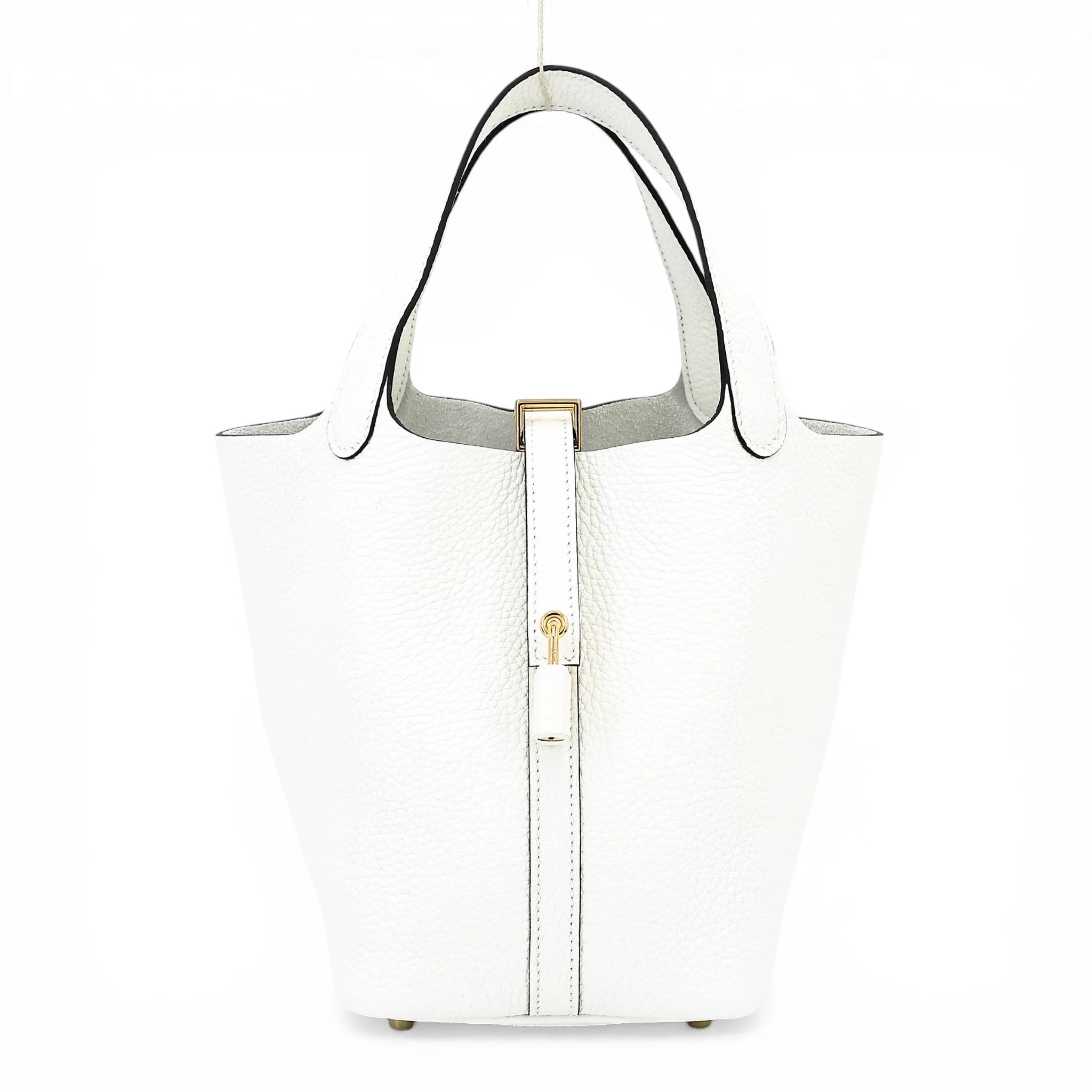 Unused ( Rank NS ) HERMÈS Picotin Lock PM New White (0U) Clemence Gold hardware B (2023)