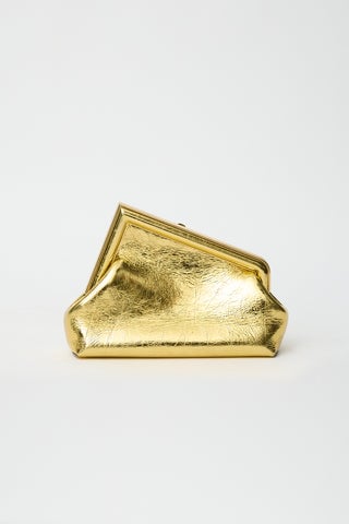 Metallic Leather Small First Clutch