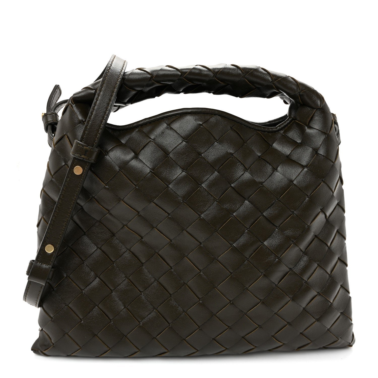 Bottega Veneta Calfskin Intrecciato Mini Hop Kaki
