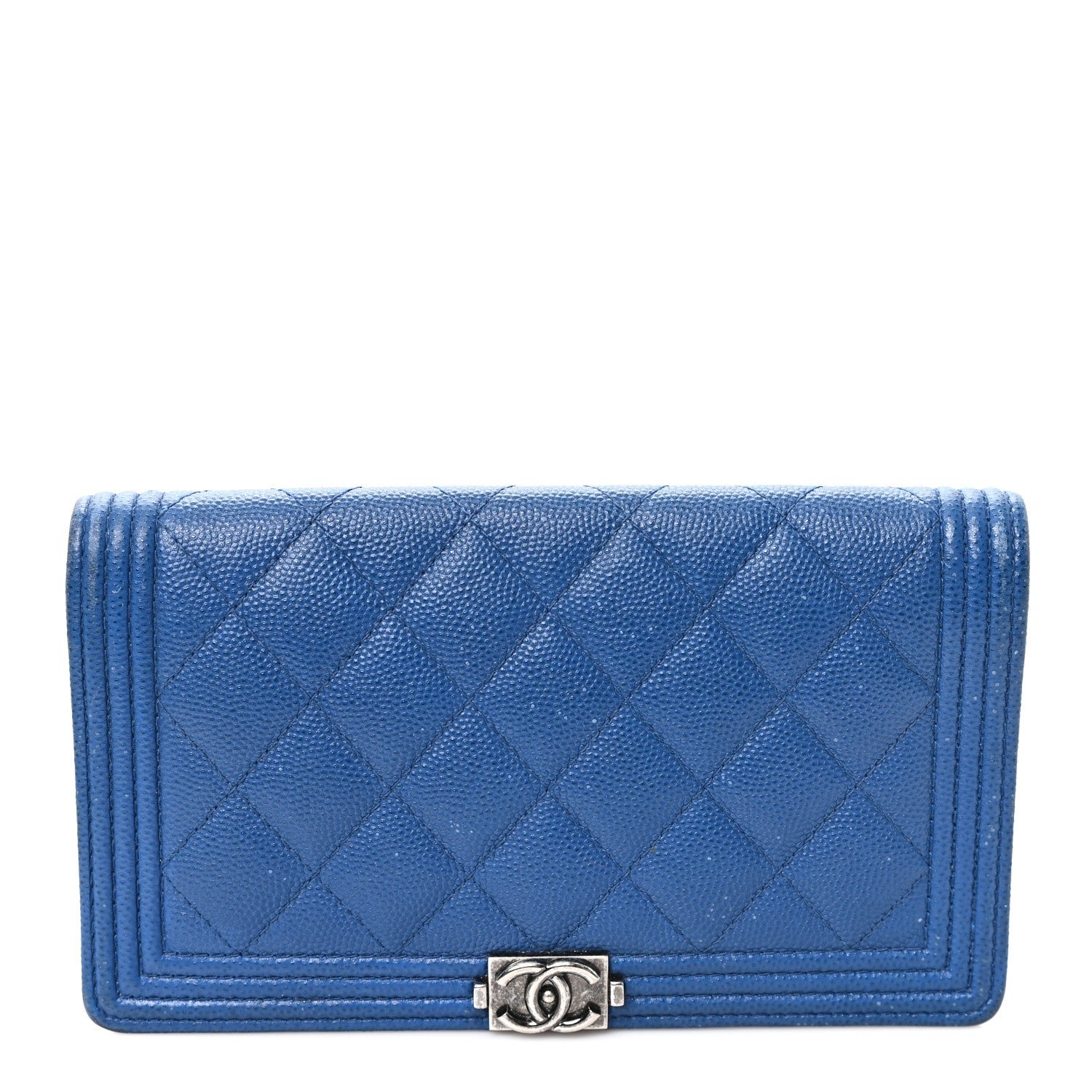 Chanel Caviar Quilted Boy Yen Wallet Blue
