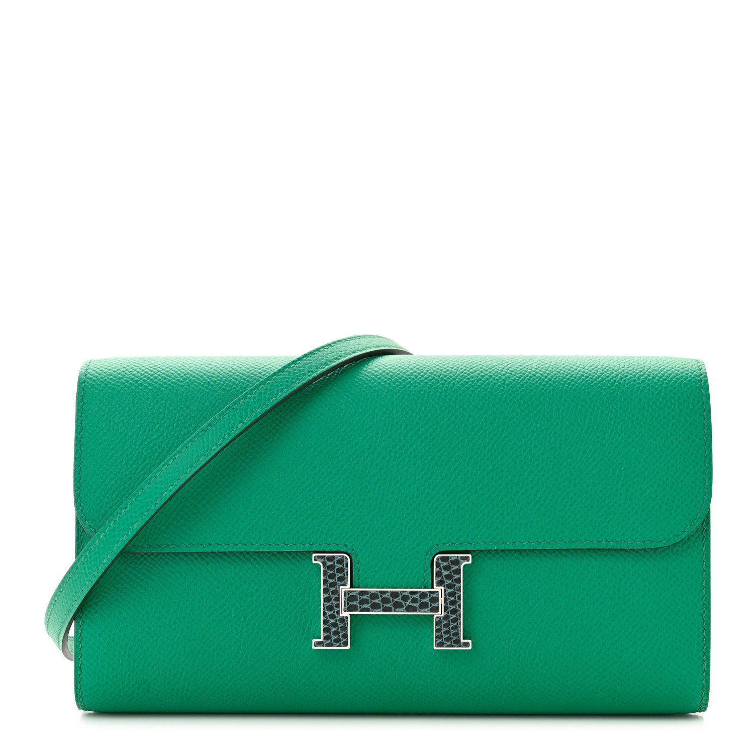 Hermes Epsom Lizard Constance Wallet To Go Vert Jade Vert Cypress