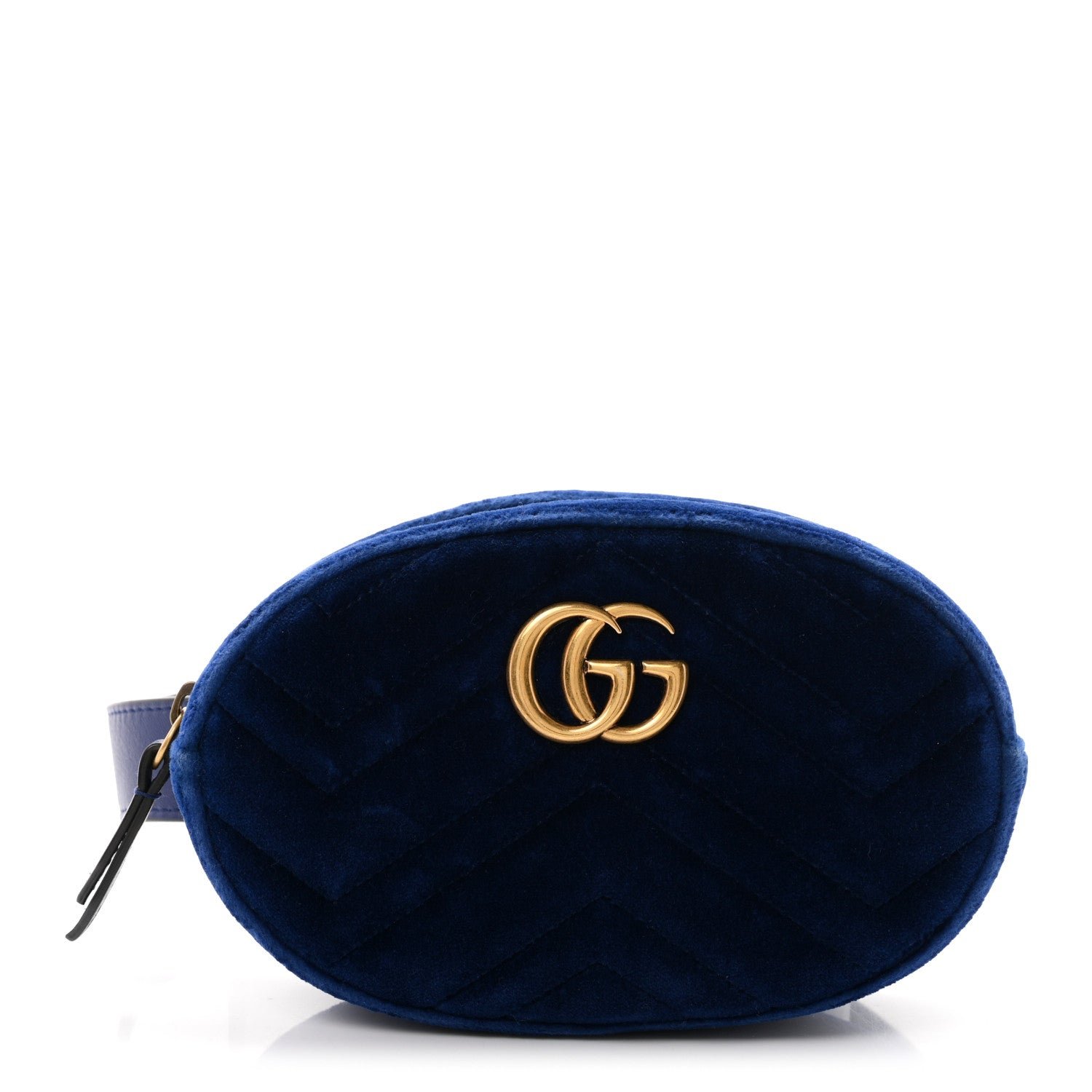 Gucci Velvet Matelasse GG Marmont Belt Bag 75 30 Cobalt Blue