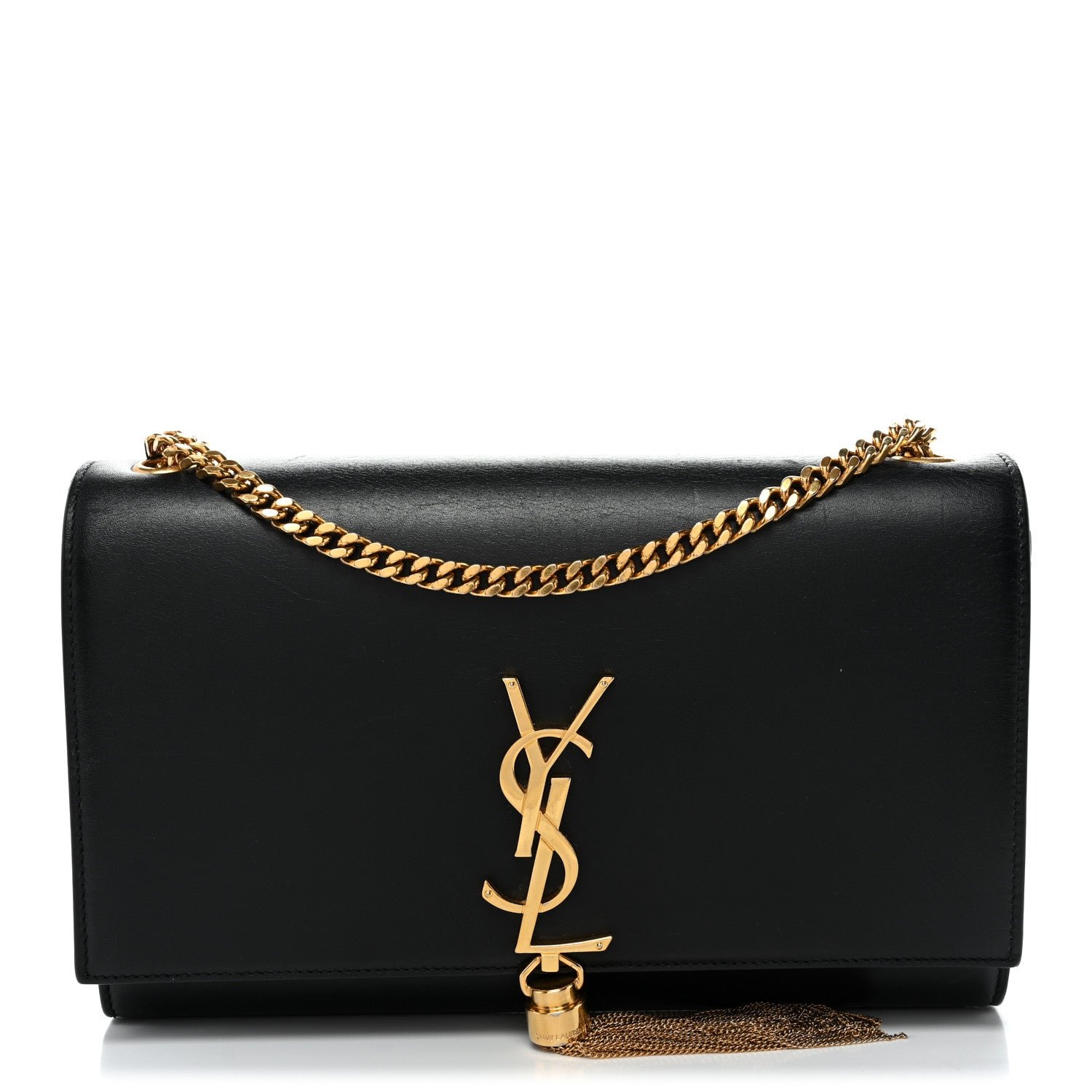 Saint Laurent Saint Laurent Smooth Calfskin Medium Classic Monogram Kate Tassel Satchel Black