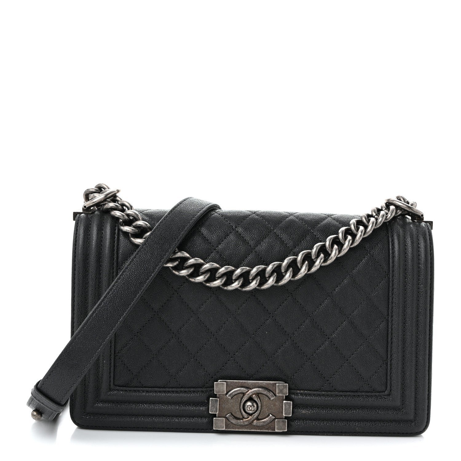 Chanel Caviar Quilted Medium Boy Flap Dark Grey