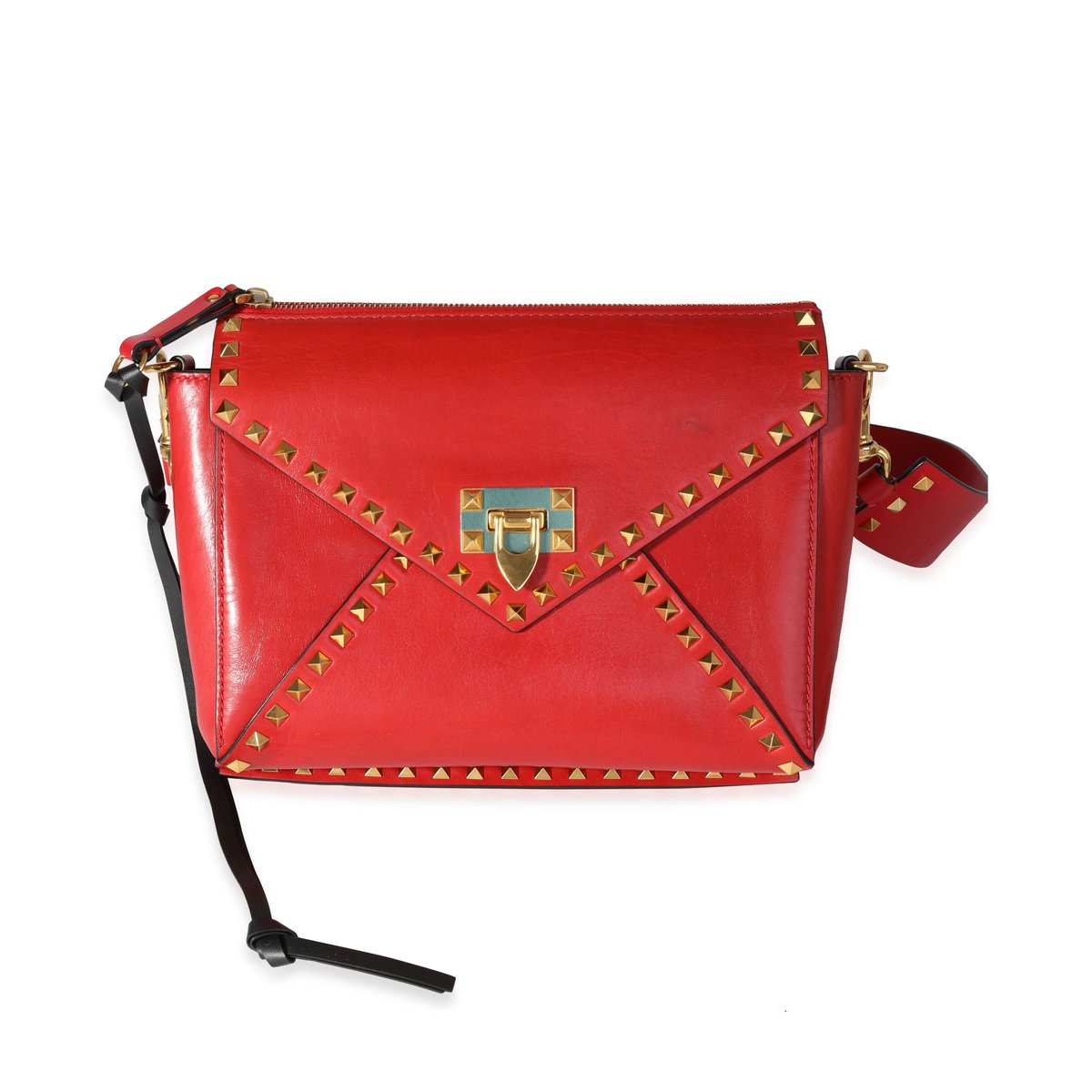 Valentino Red Leather Medium Rockstud Hype Shoulder Bag