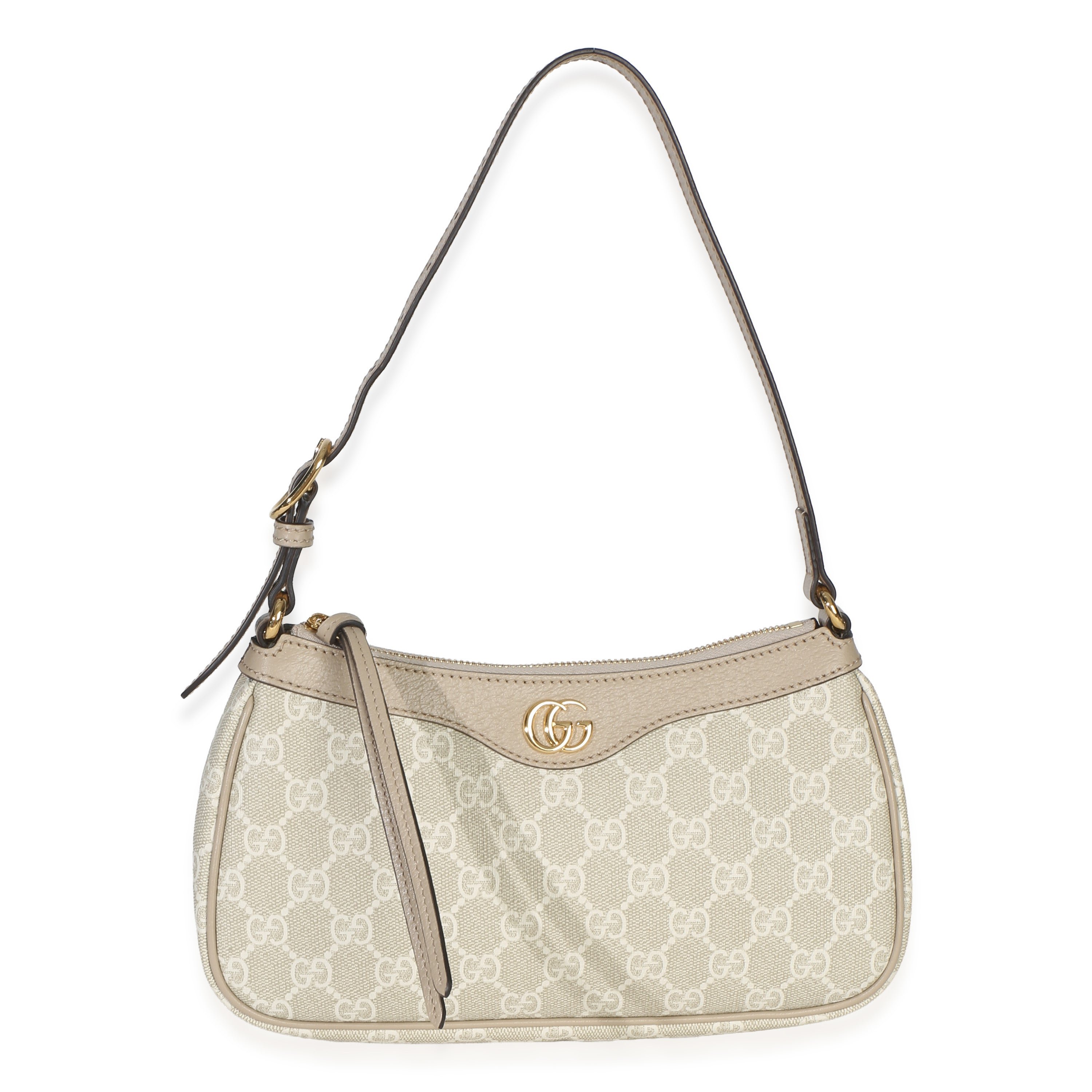 Beige Cream GG Supreme Canvas Small Ophidia Shoulder Bag