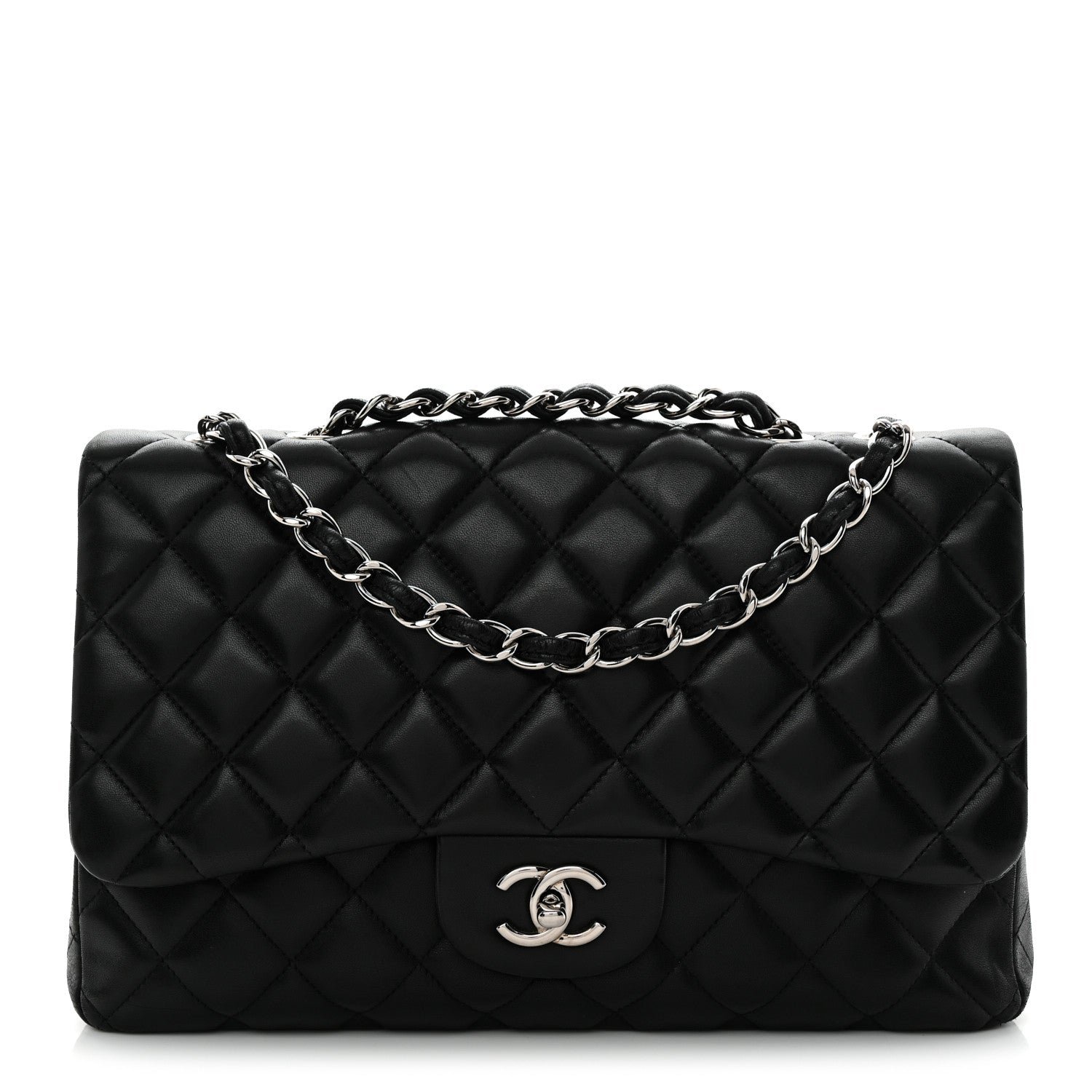 Chanel Lambskin Quilted Jumbo Single Flap Black
