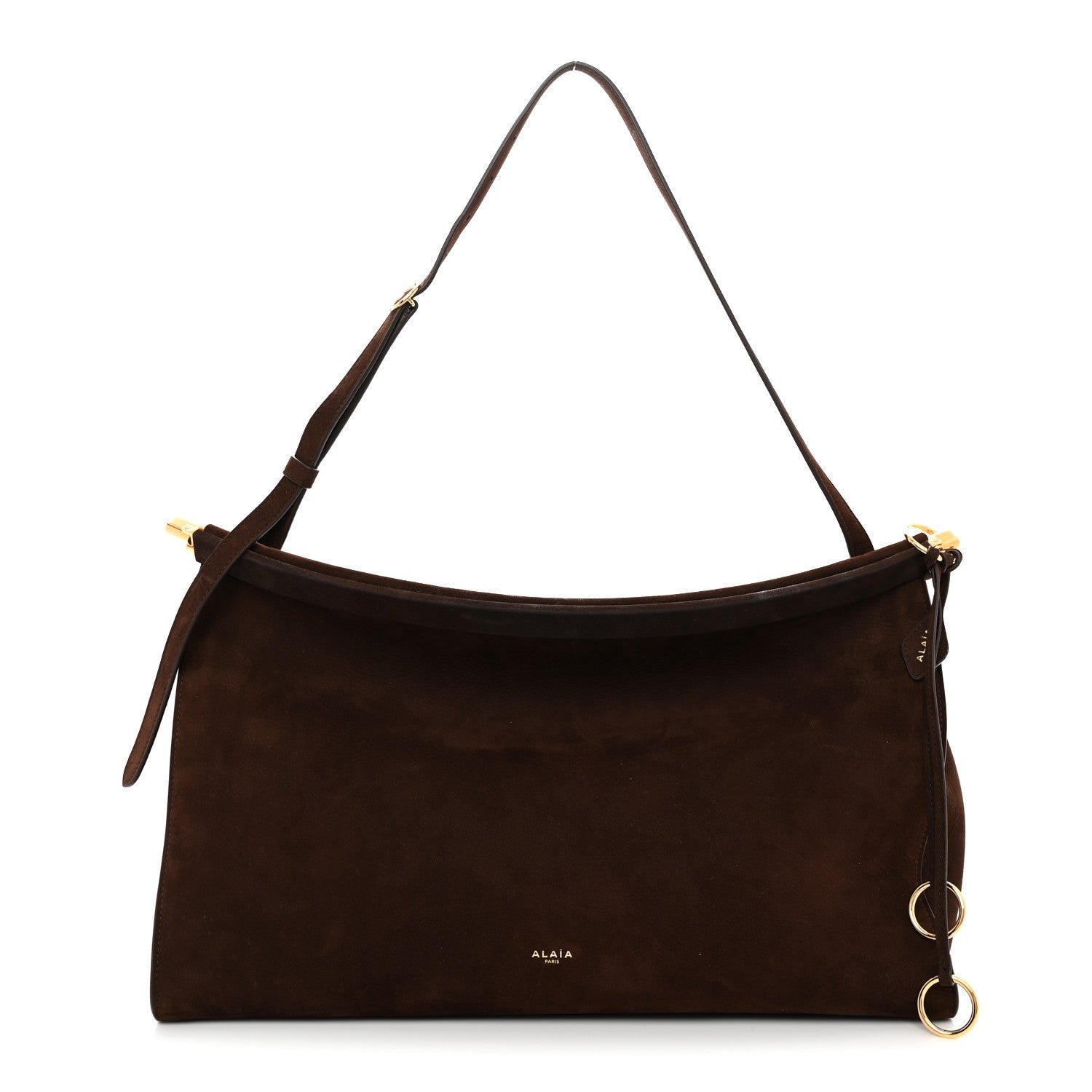 Alaia Nubuck Large Le Click East West Bag Brun Fonce