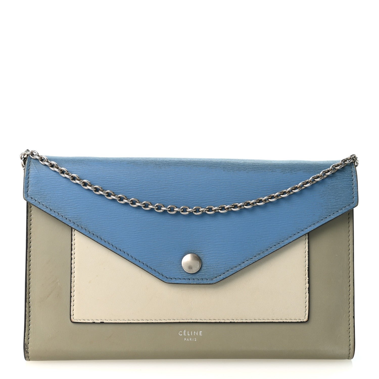 Celine Liege Calfskin Tri-Color Large Pocket Flap On Chain Multicolor