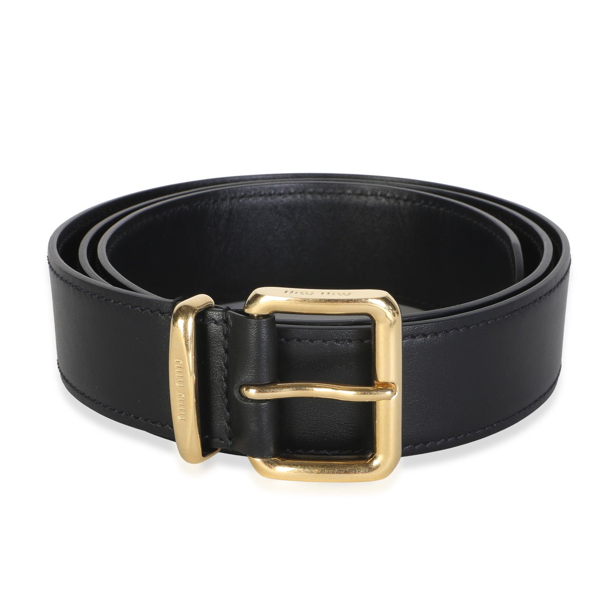 Black Leather Logo Buckle Belt 80/32
