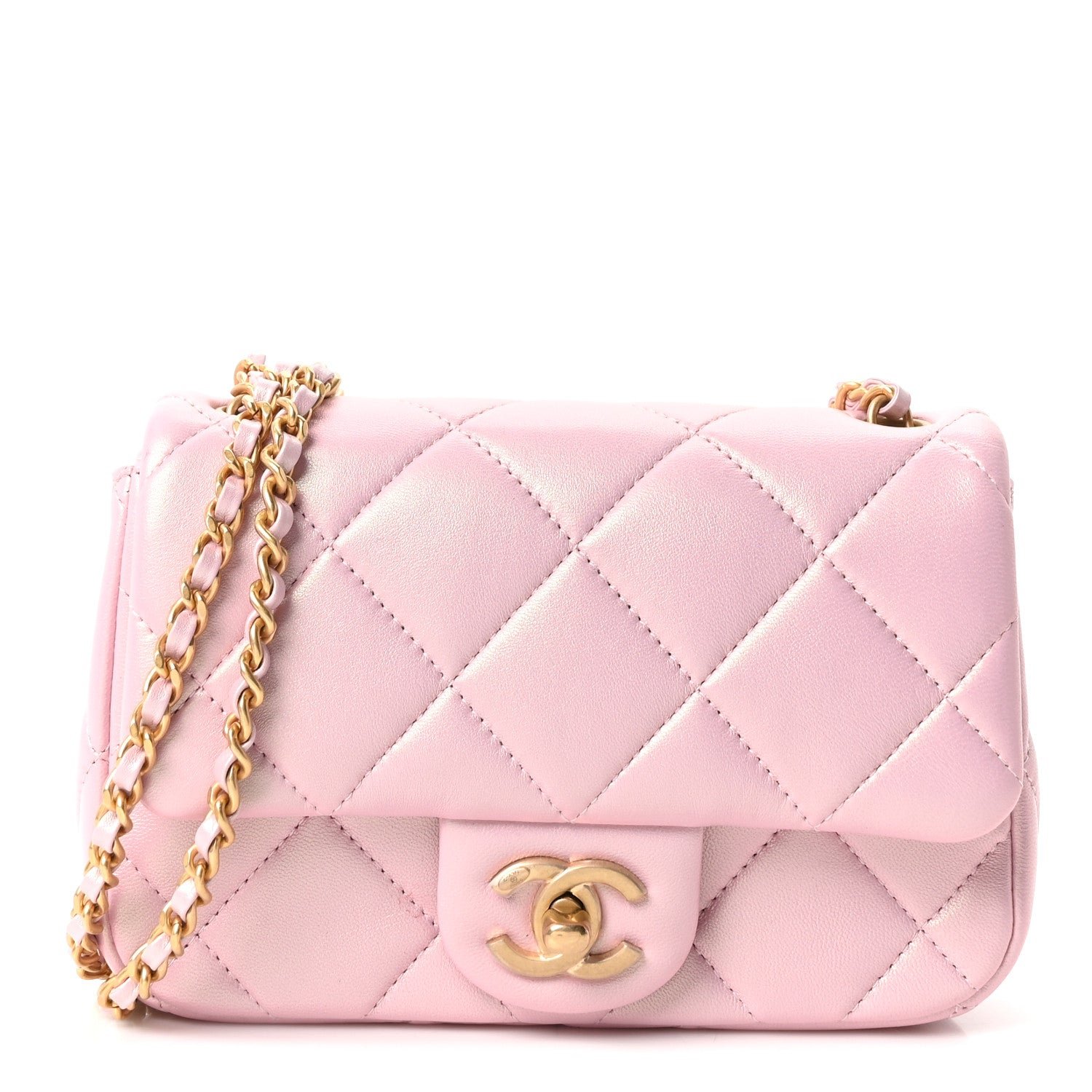 Chanel Pearly Lambskin Pearl Quilted Mini Flap Pink