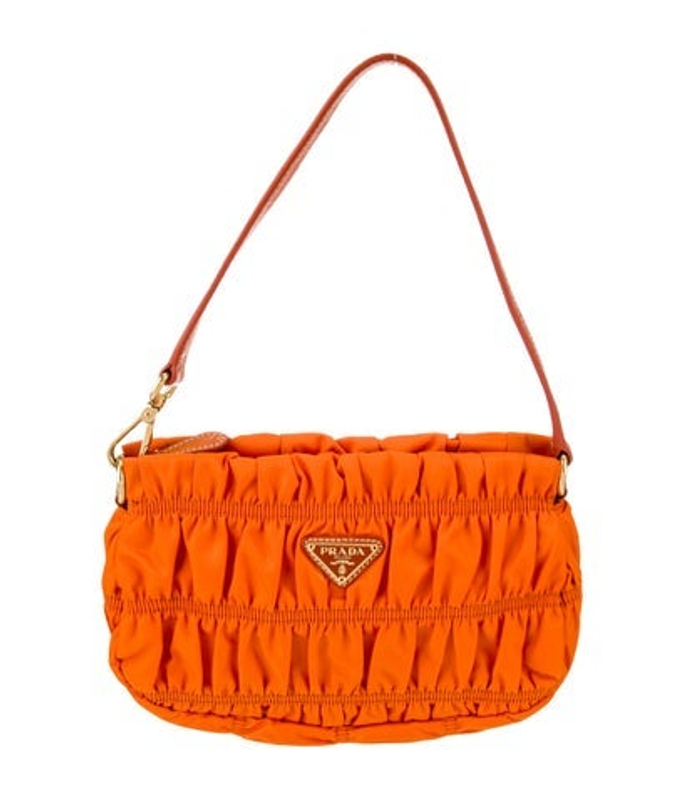 Prada Enameled Metal Triangle Gaufre Pochette