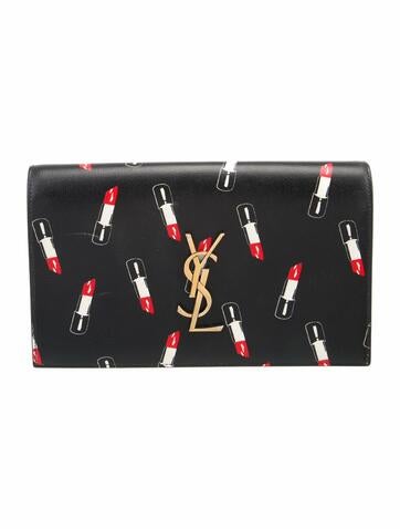 Leather Monogram Kate Clutch