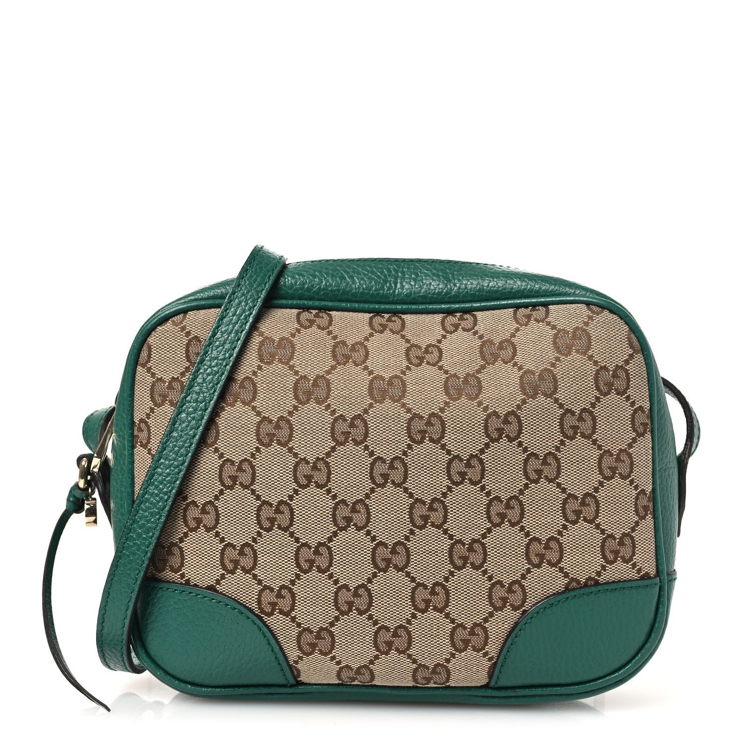 Gucci Monogram Dollar Calfskin Mini Bree Messenger Bag Beige Ebony Emerald