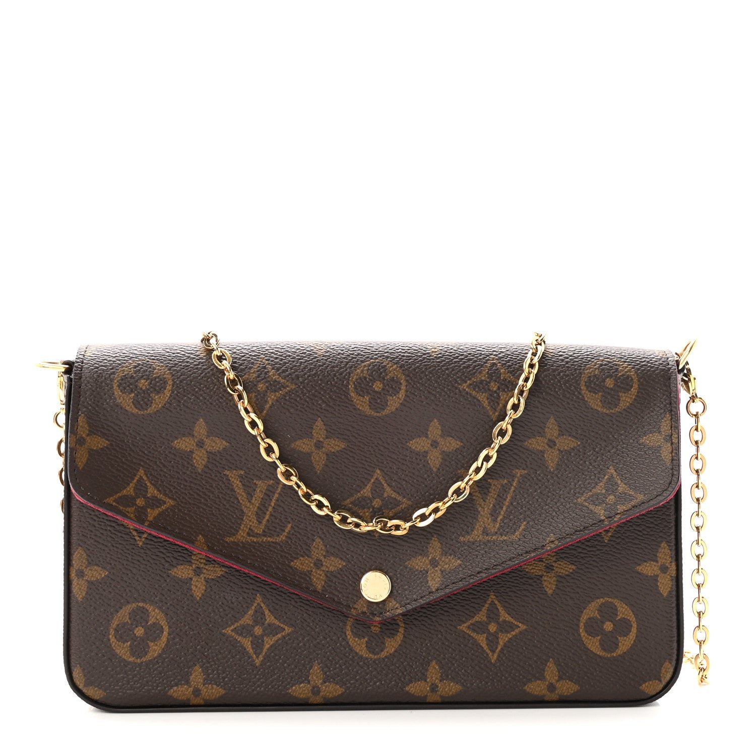 Louis Vuitton Monogram Pochette Felicie Chain Wallet Fuchsia