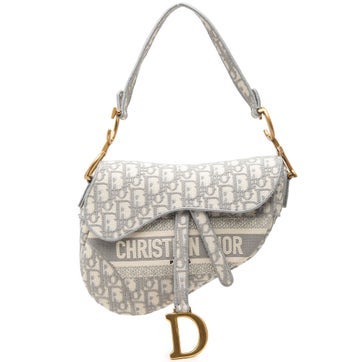 Oblique Embroidered Canvas Saddle Bag