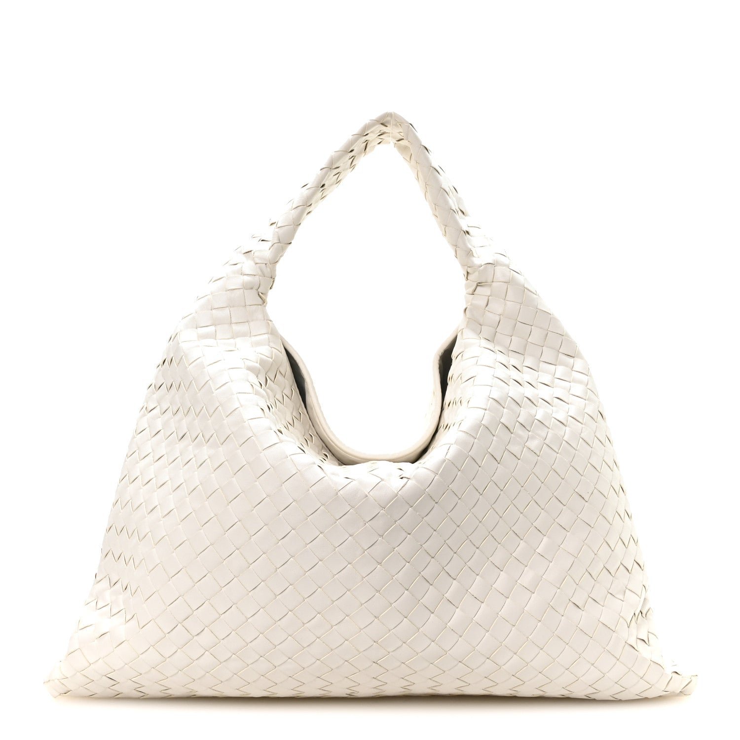 Bottega Veneta Calfskin Intrecciato Large Hop White