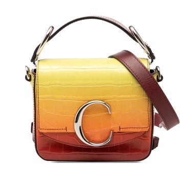 Mini Ombre Croc Embossed Calf Leather C Satchel