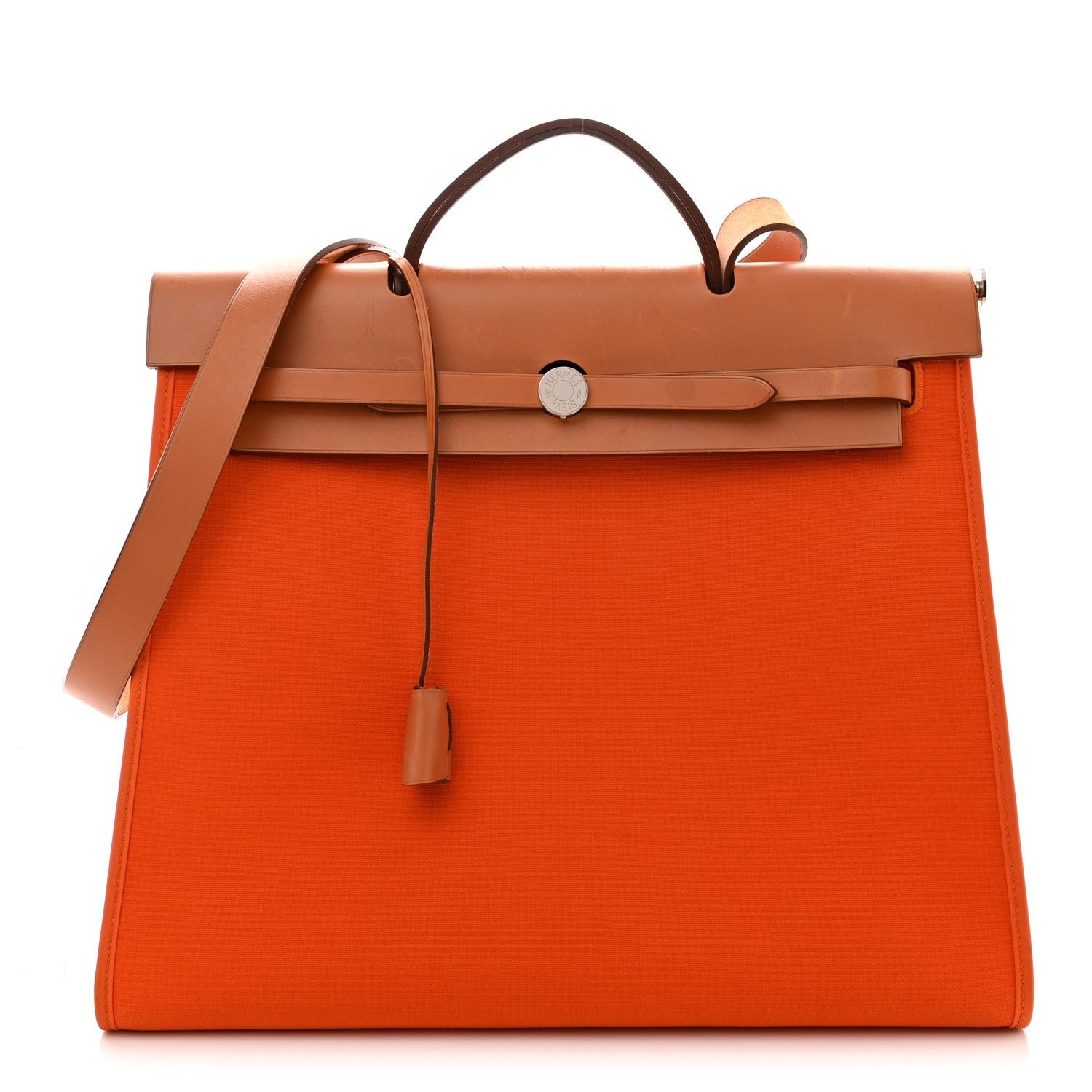 Hermes Vache Hunter Toile Herbag Zip 39 MM Orange Natural