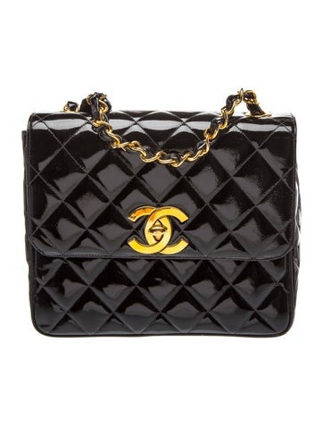 Patent Quilted Single Flap Bag